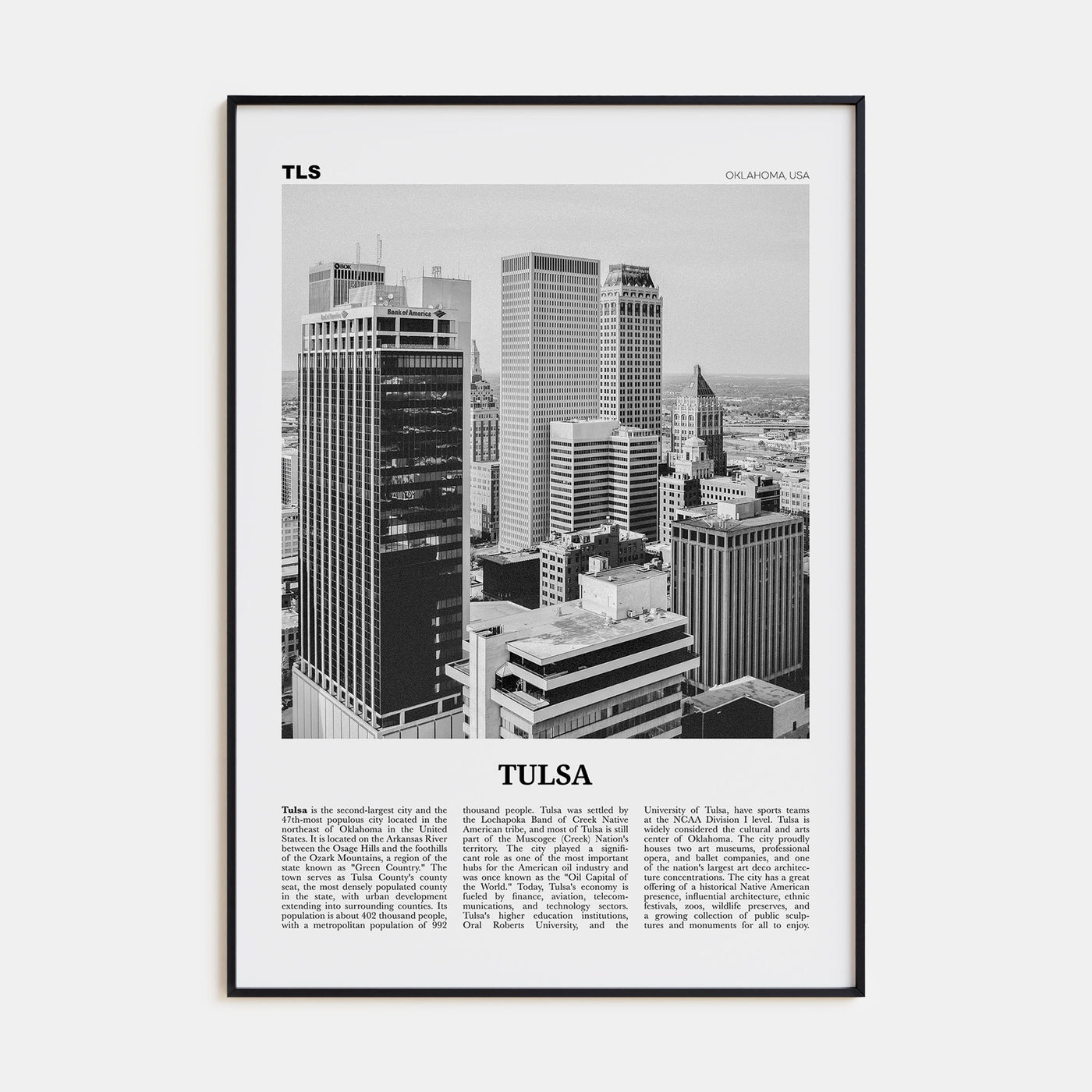Tulsa Travel B&W Poster