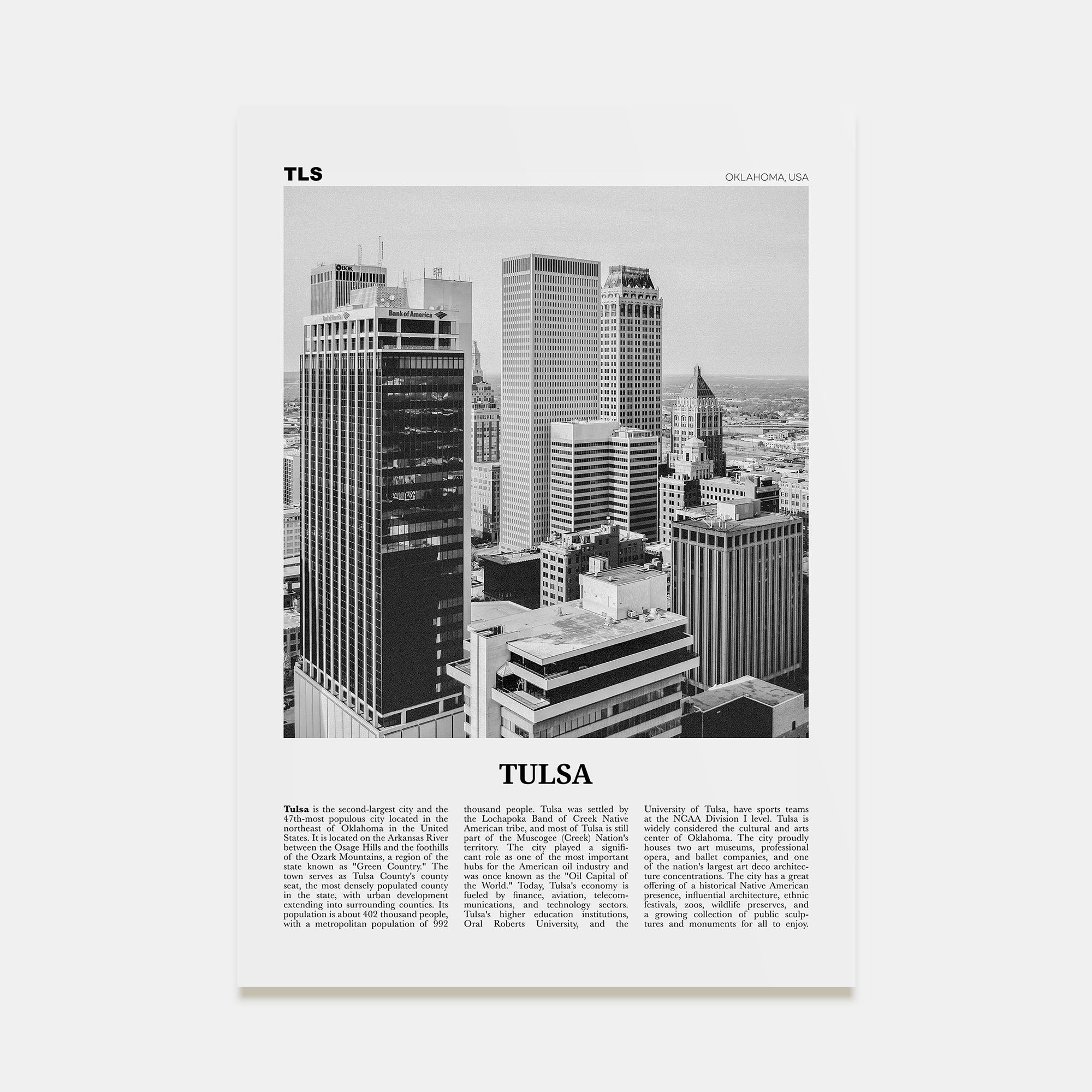 Tulsa Travel B&W Poster