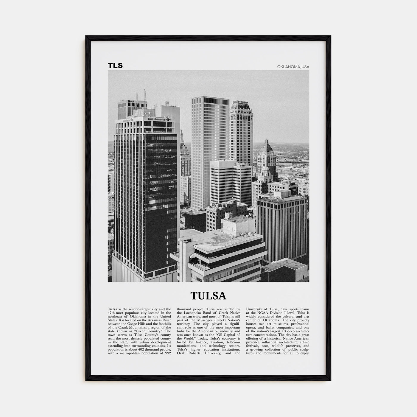 Tulsa Travel B&W Poster