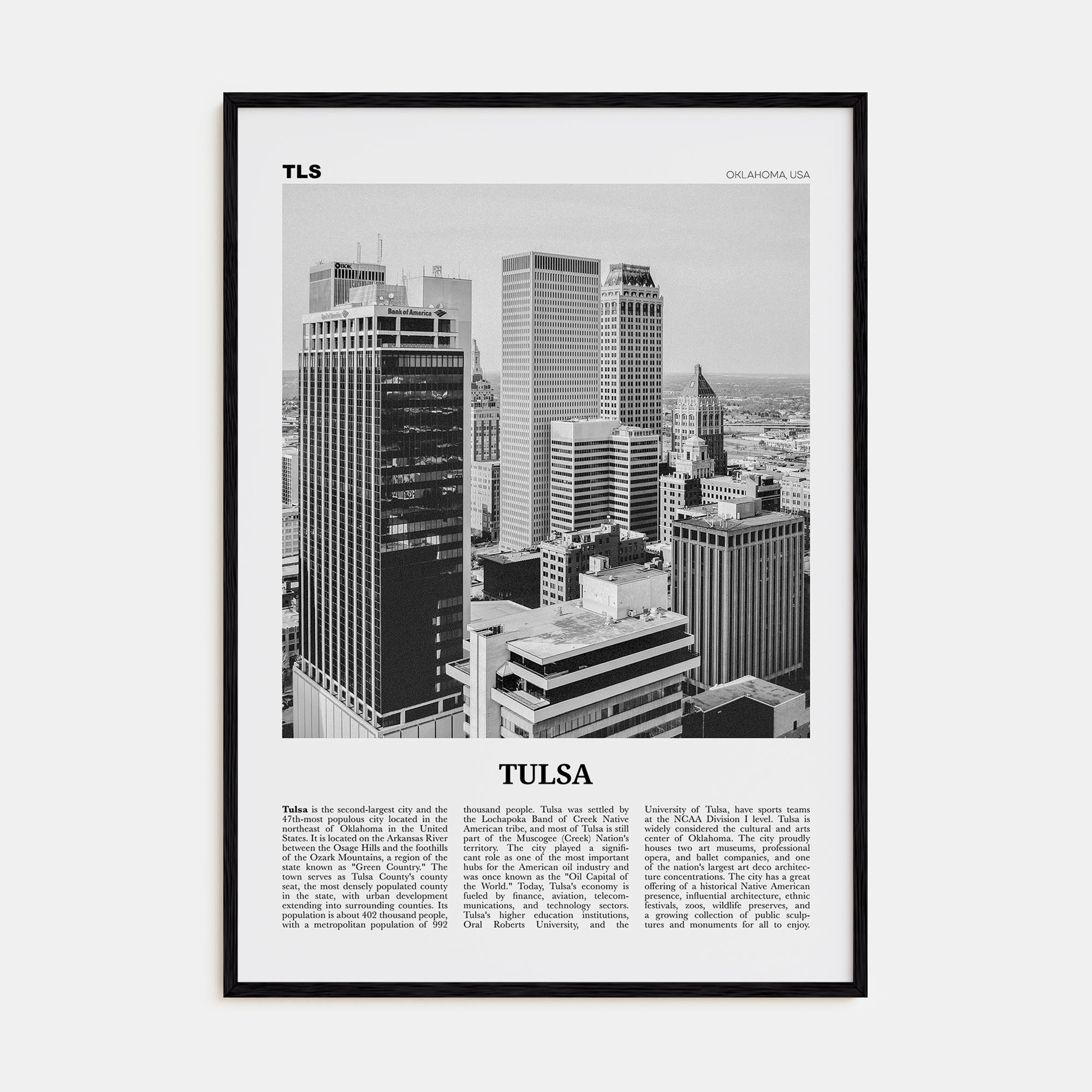 Tulsa Travel B&W Poster