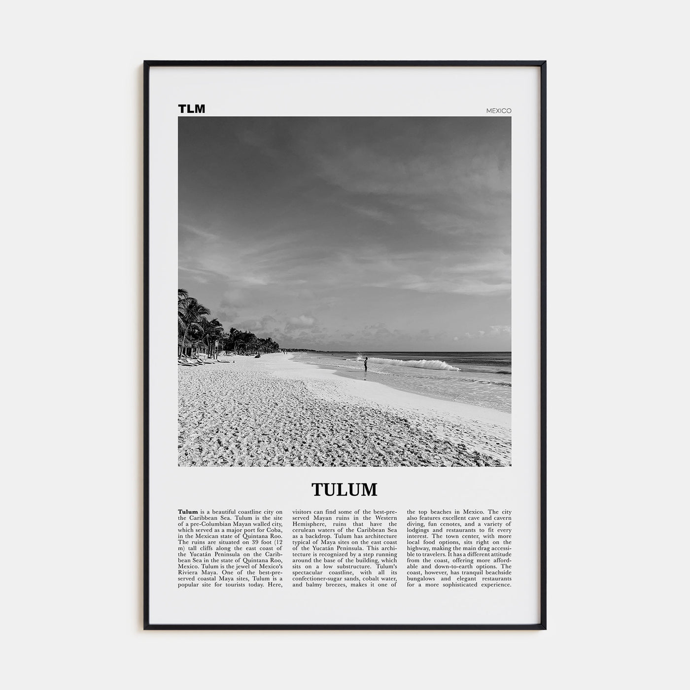 Tulum Travel B&W No 1 Poster