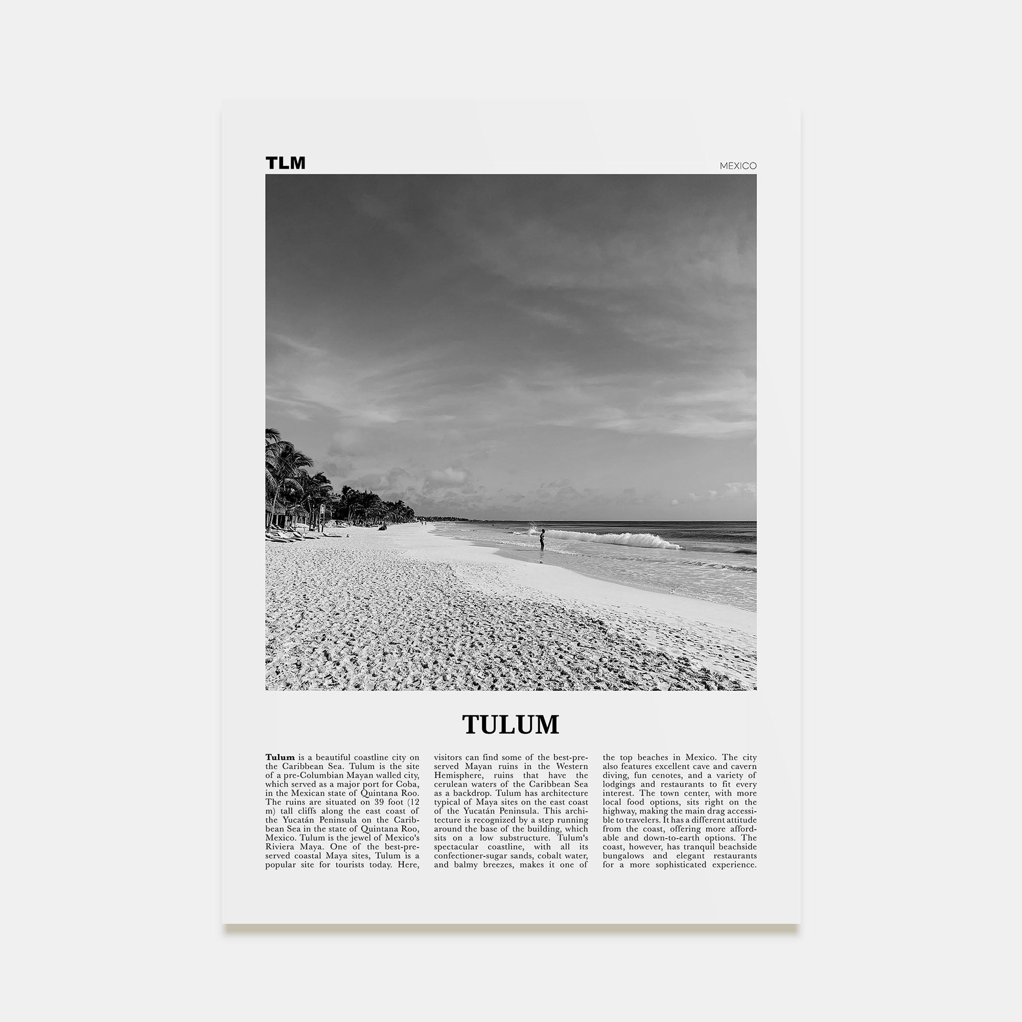 Tulum Travel B&W No 1 Poster