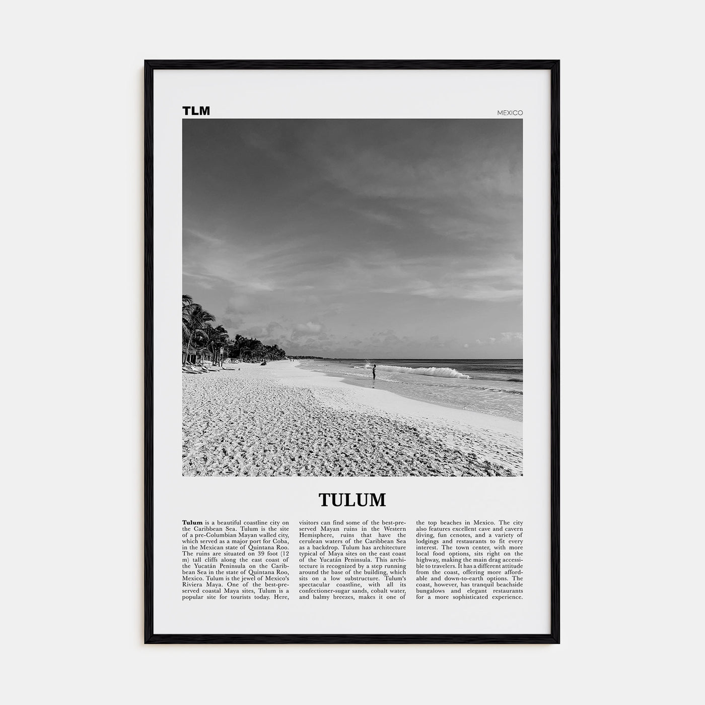 Tulum Travel B&W No 1 Poster
