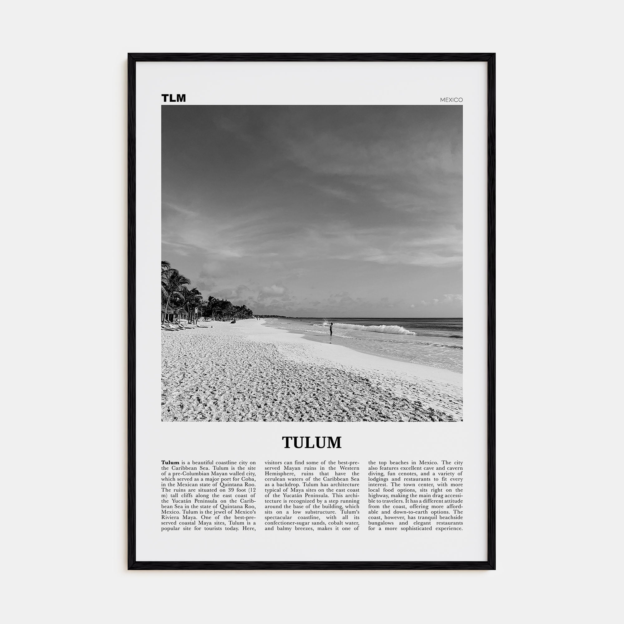 Tulum Travel B&W No 1 Poster