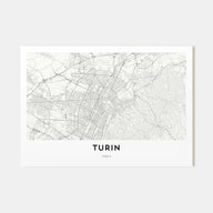Turin Map Landscape Poster