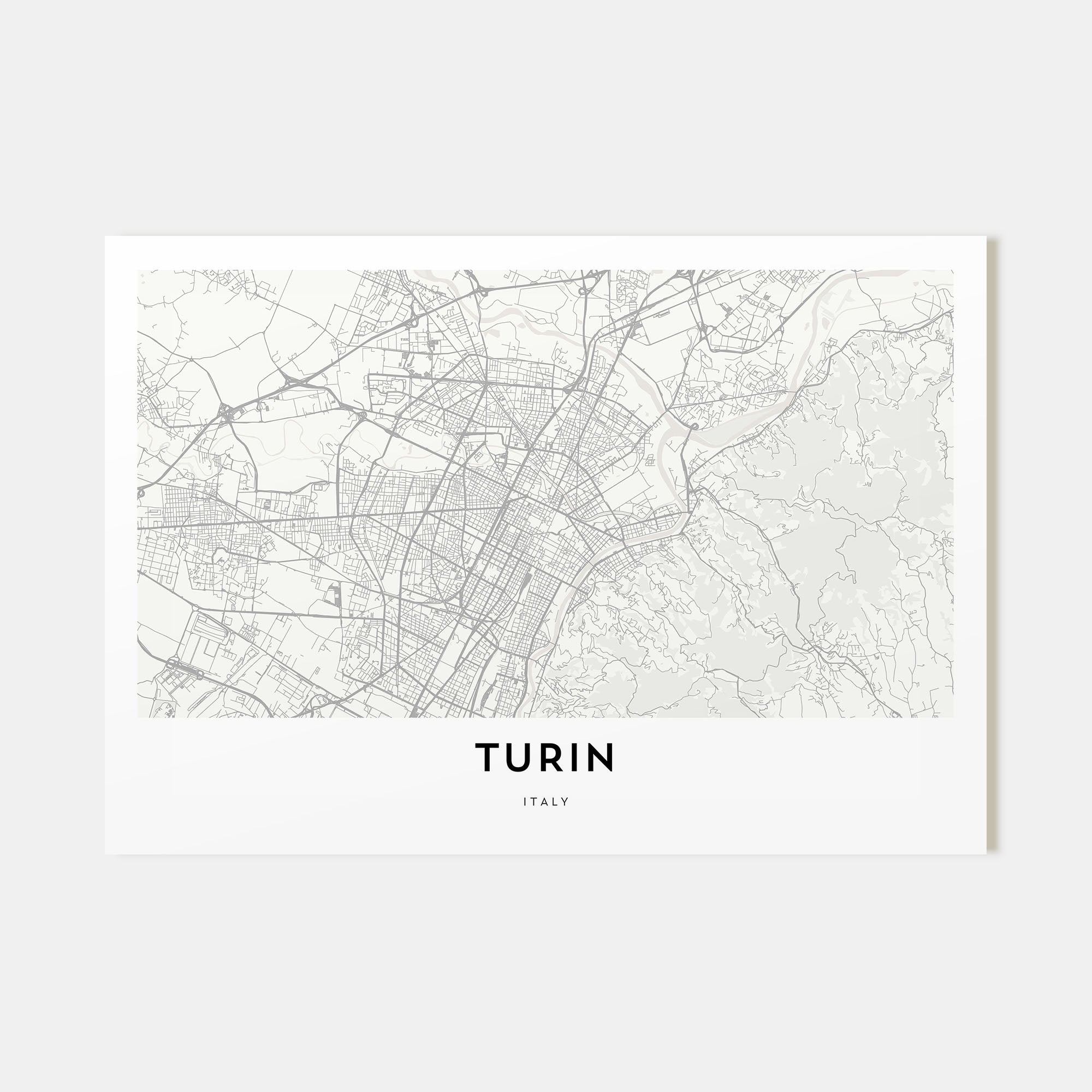 Turin Map Landscape Poster