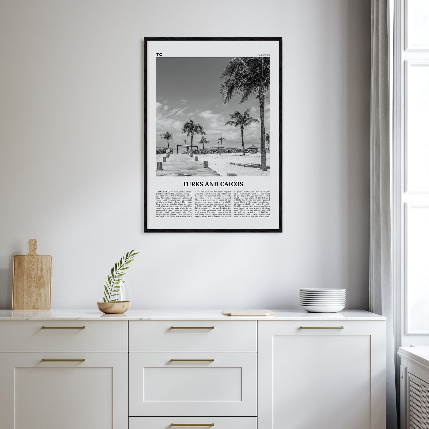 Turks and Caicos Islands Travel B&W Poster
