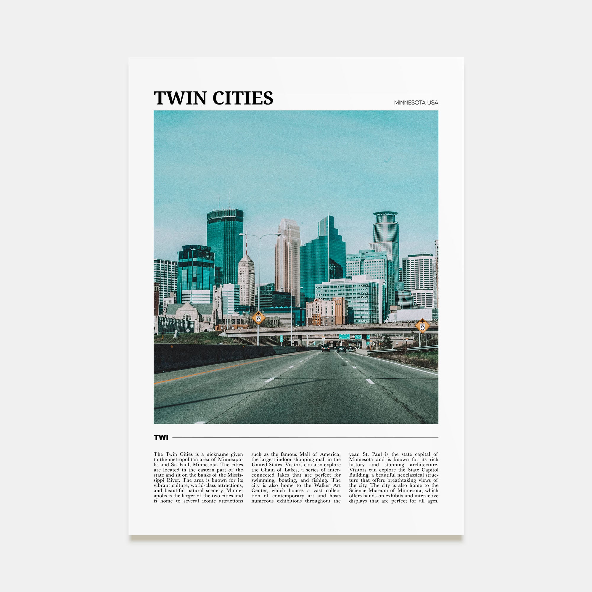 Twin Cities Travel Color Poster