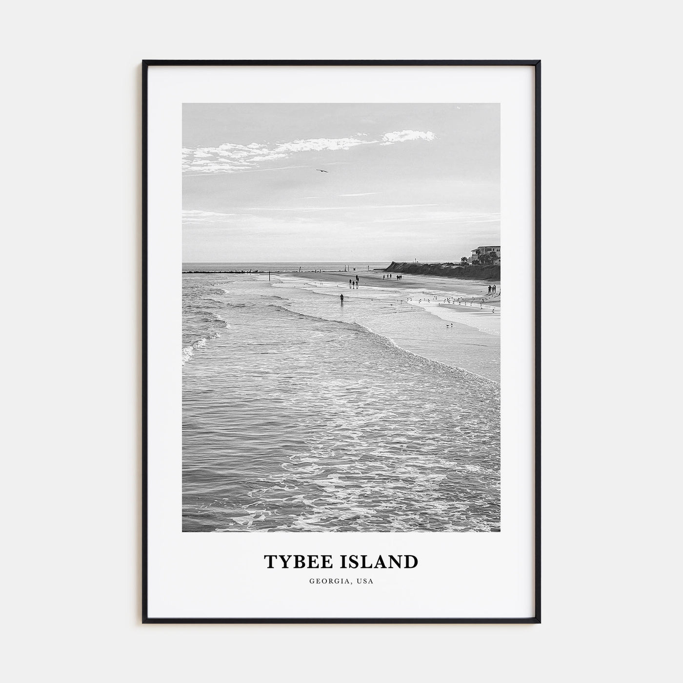 Tybee Island Portrait B&W Poster