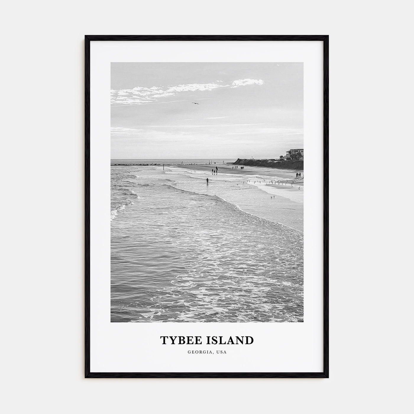 Tybee Island Portrait B&W Poster