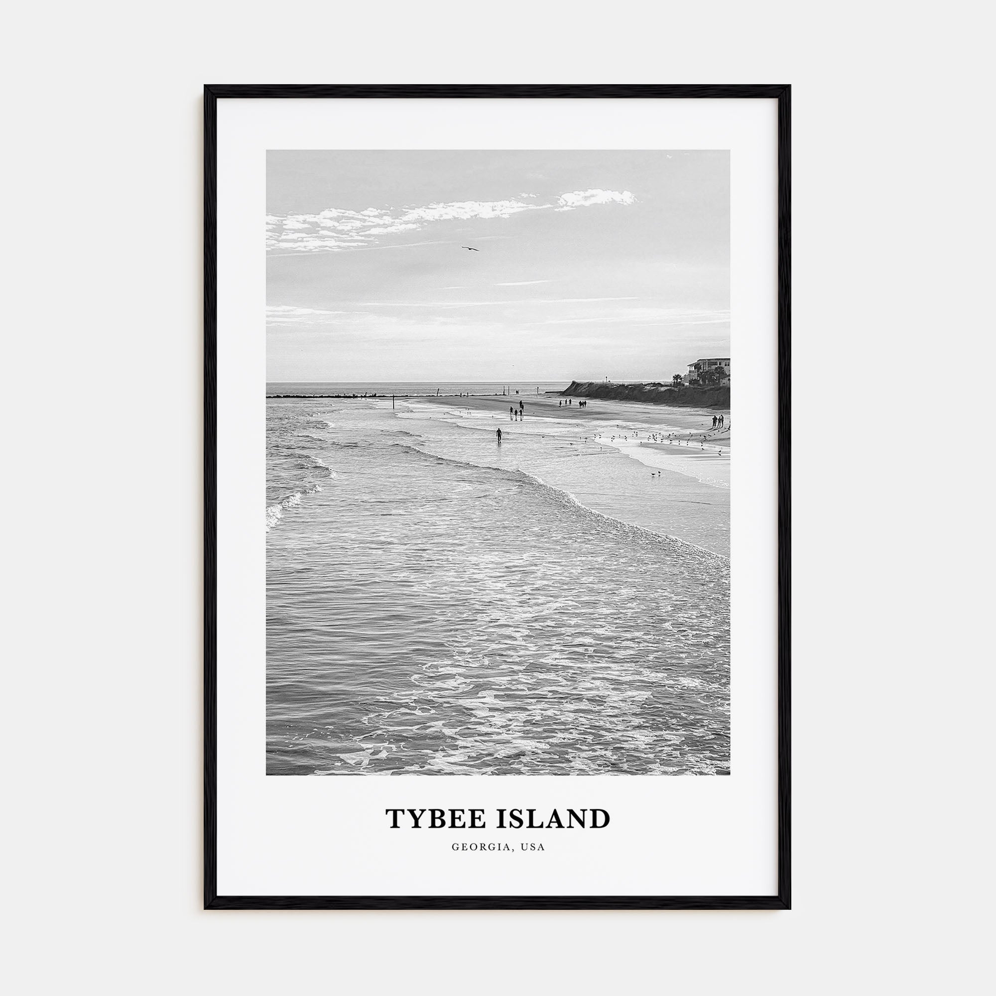 Tybee Island Portrait B&W Poster