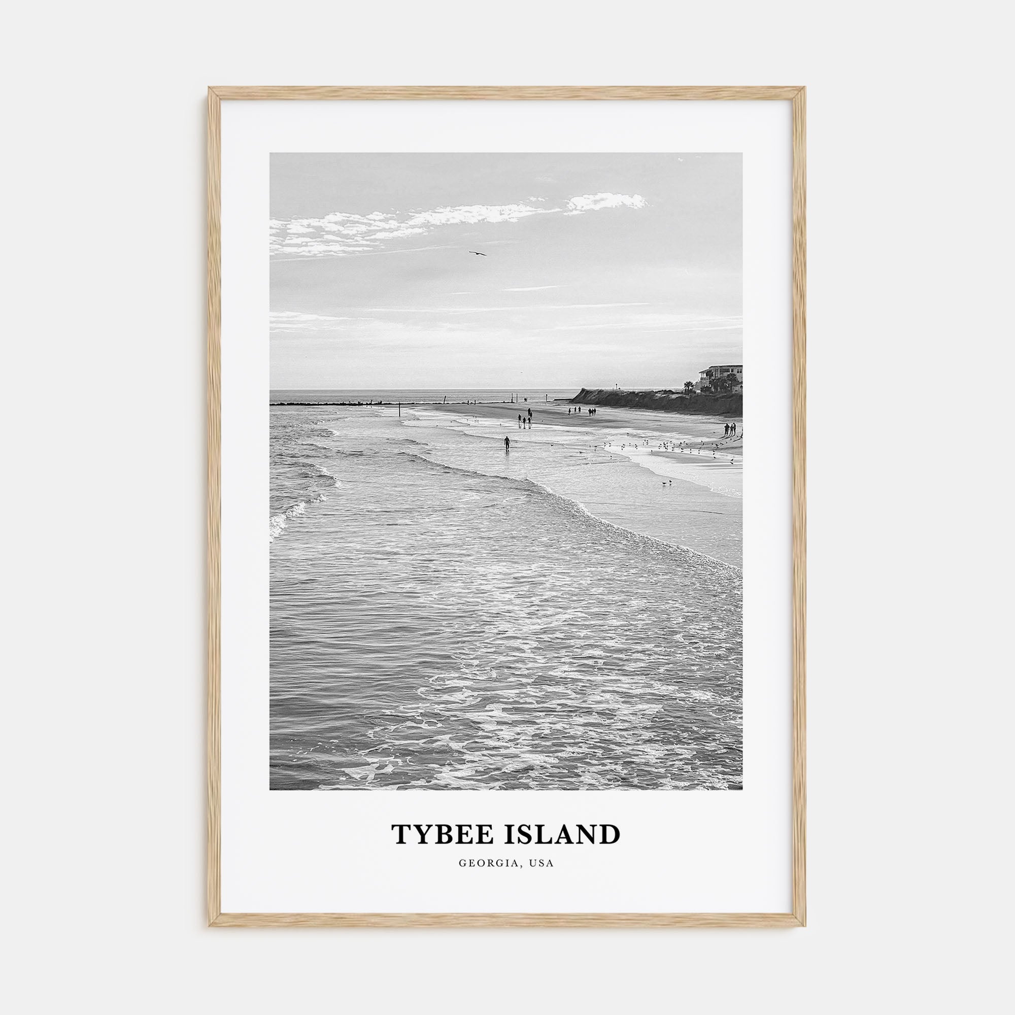 Tybee Island Portrait B&W Poster