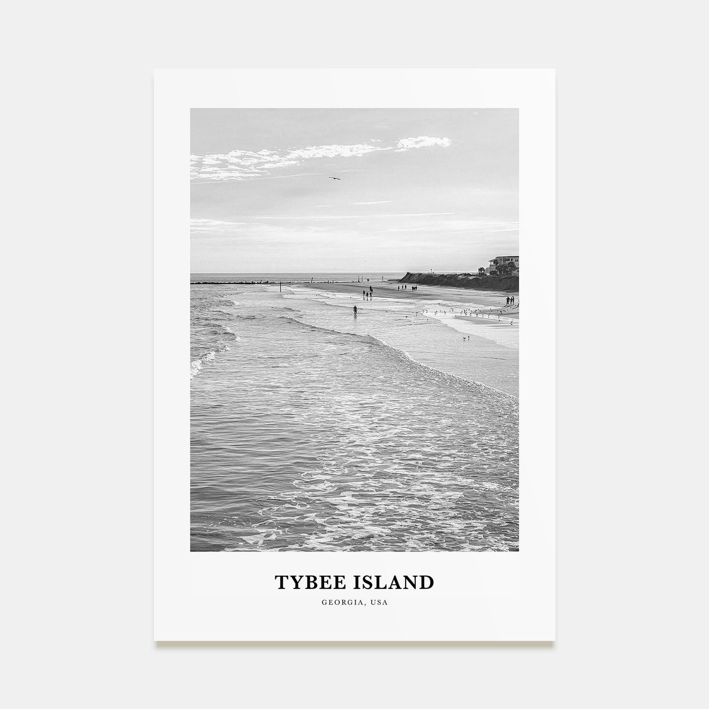 Tybee Island Portrait B&W Poster