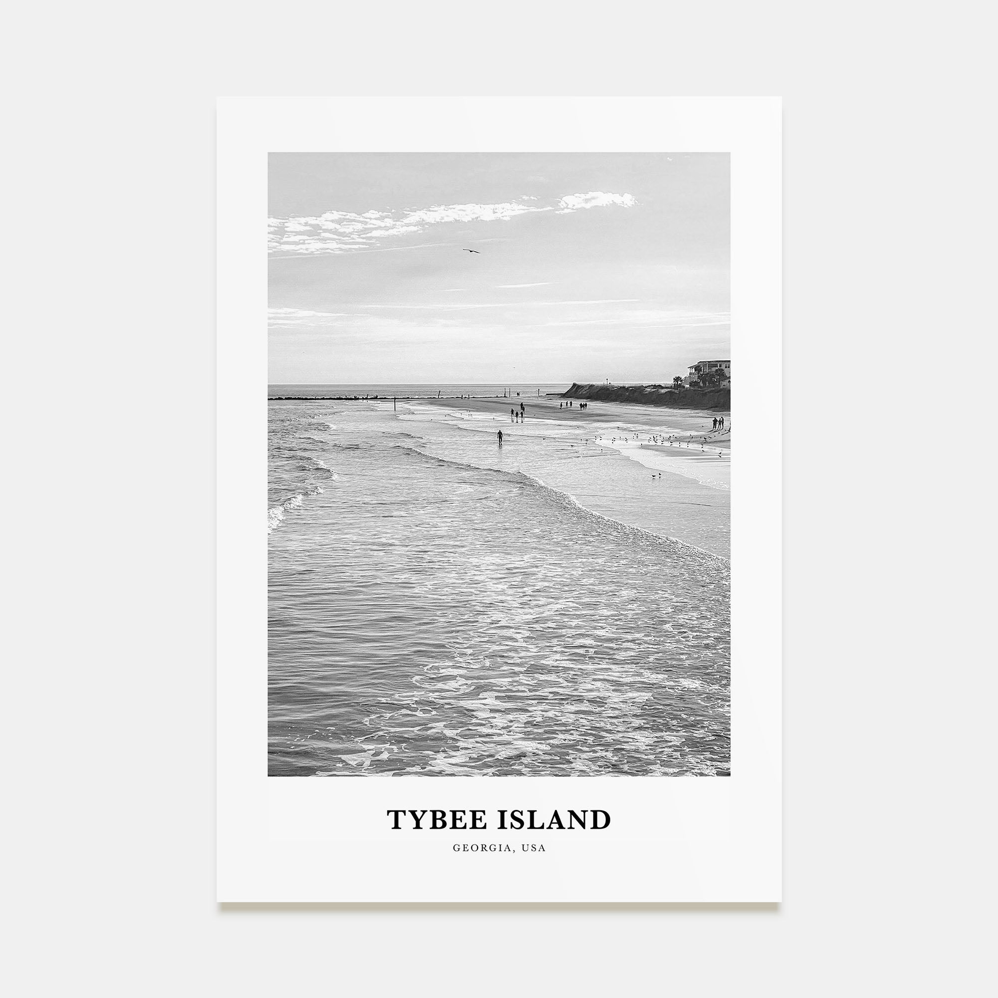 Tybee Island Portrait B&W Poster