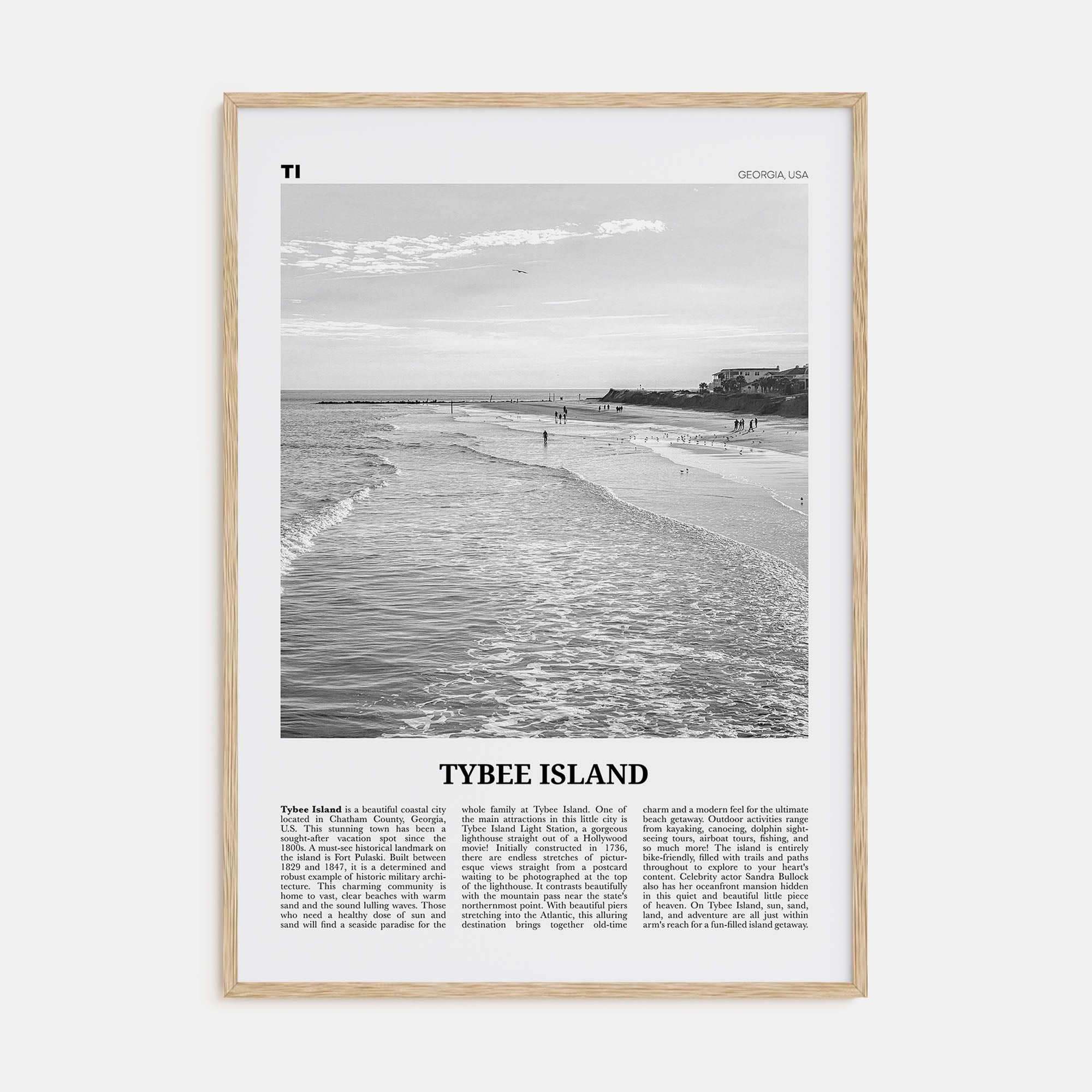 Tybee Island Travel B&W Poster