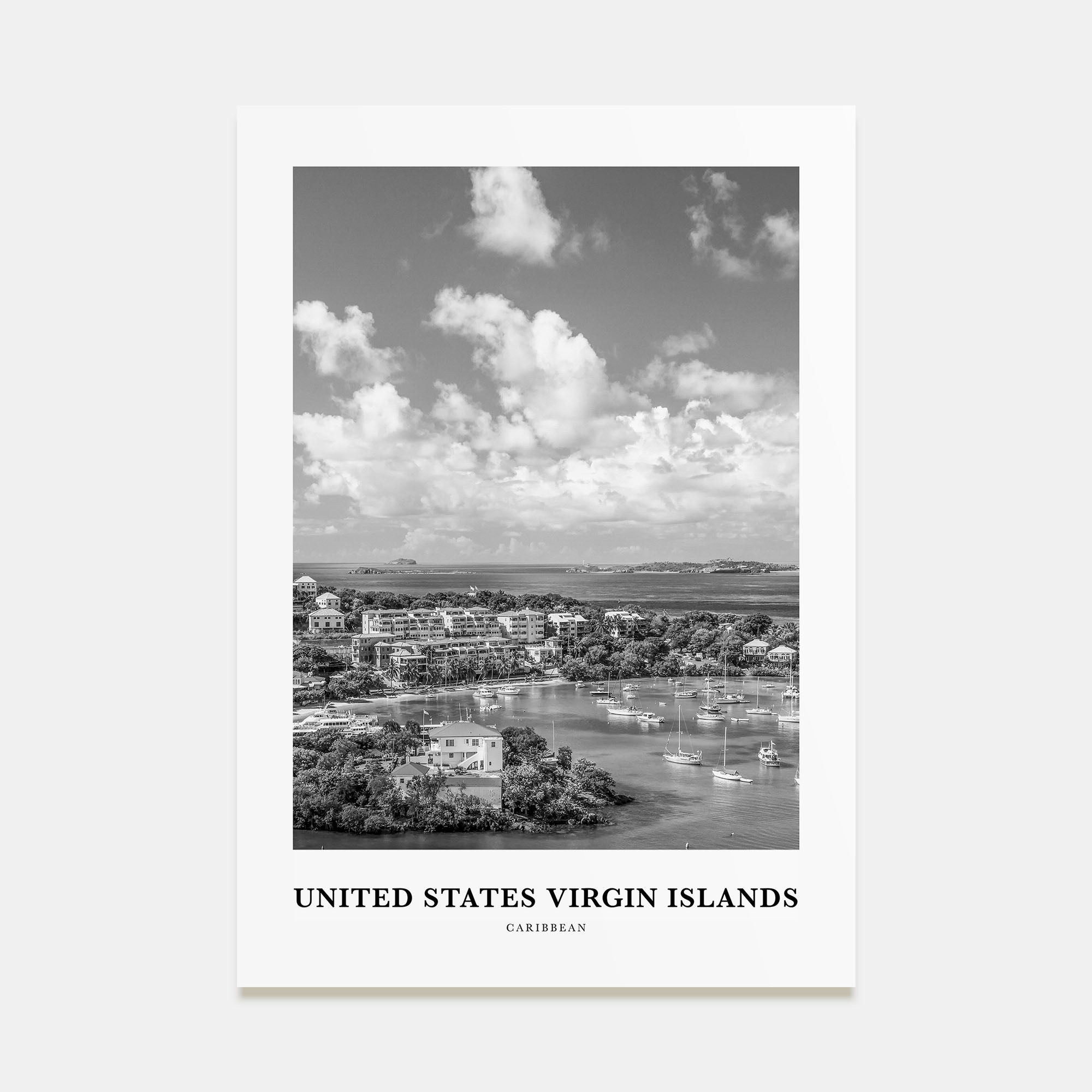 United States Virgin Islands Portrait B&W Poster