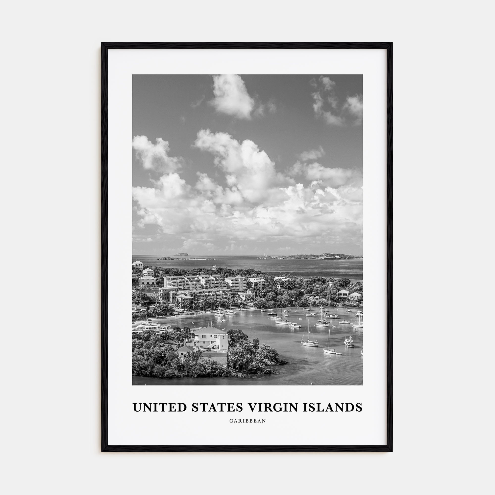 United States Virgin Islands Portrait B&W Poster