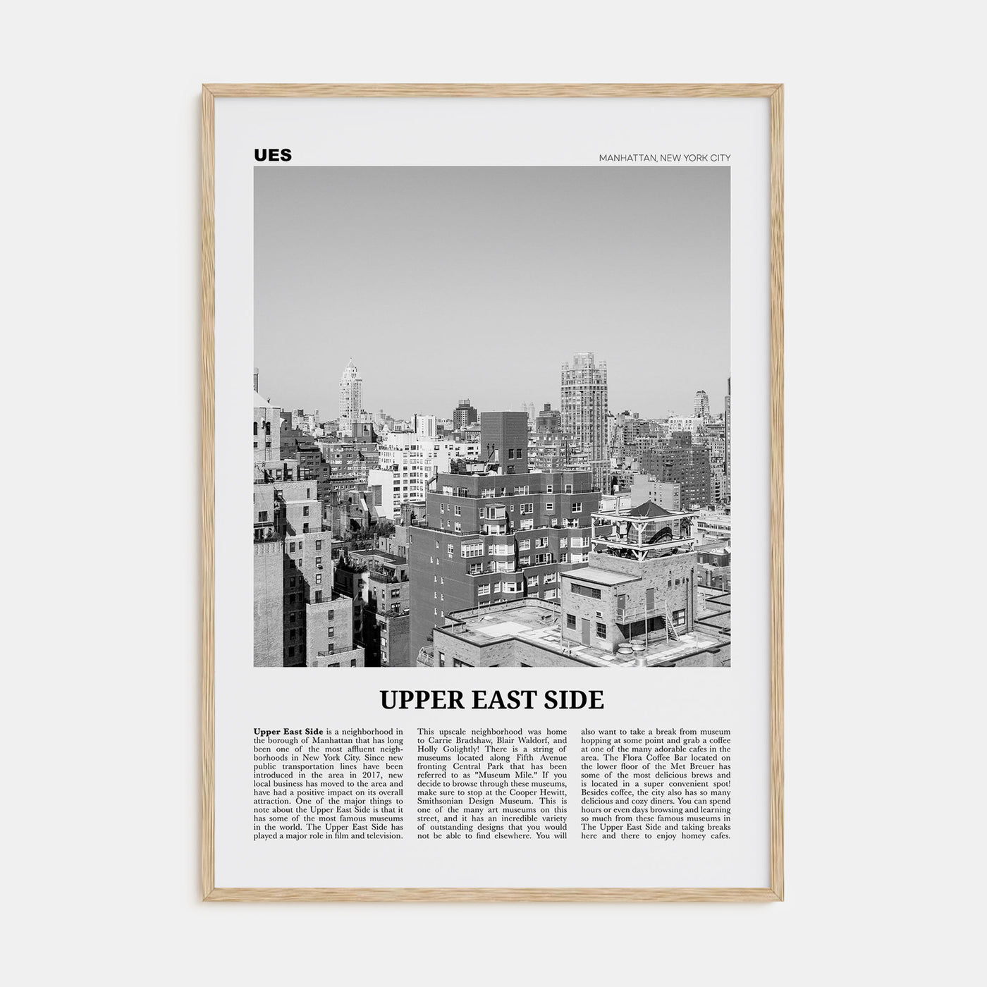 Upper East Side Travel B&W Poster