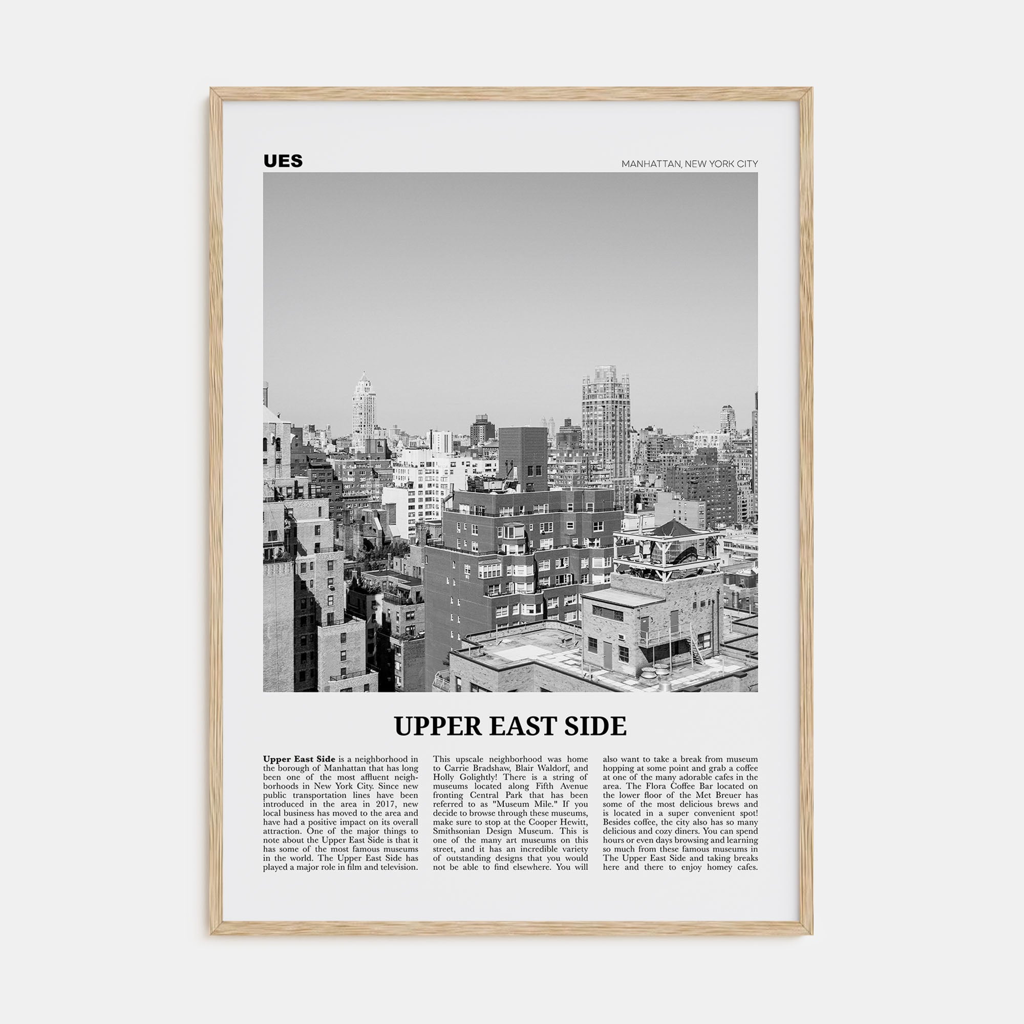 Upper East Side Travel B&W Poster