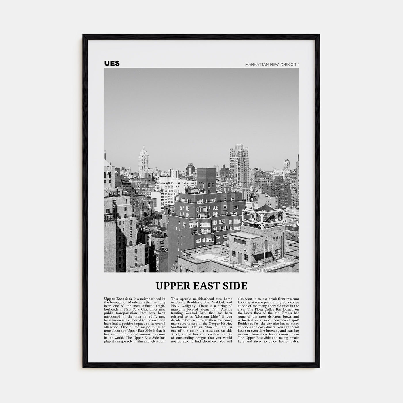 Upper East Side Travel B&W Poster