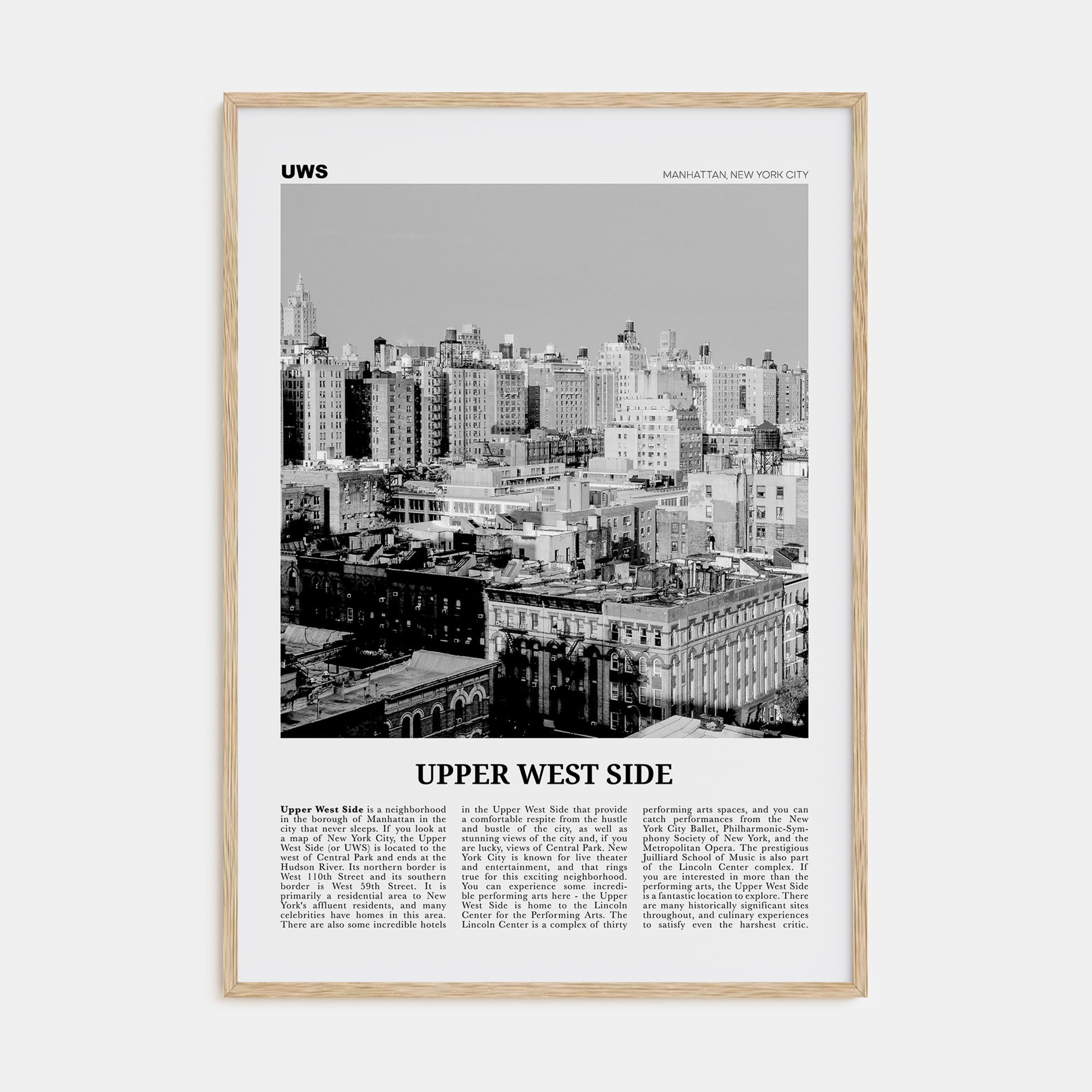 Upper West Side Travel B&W Poster