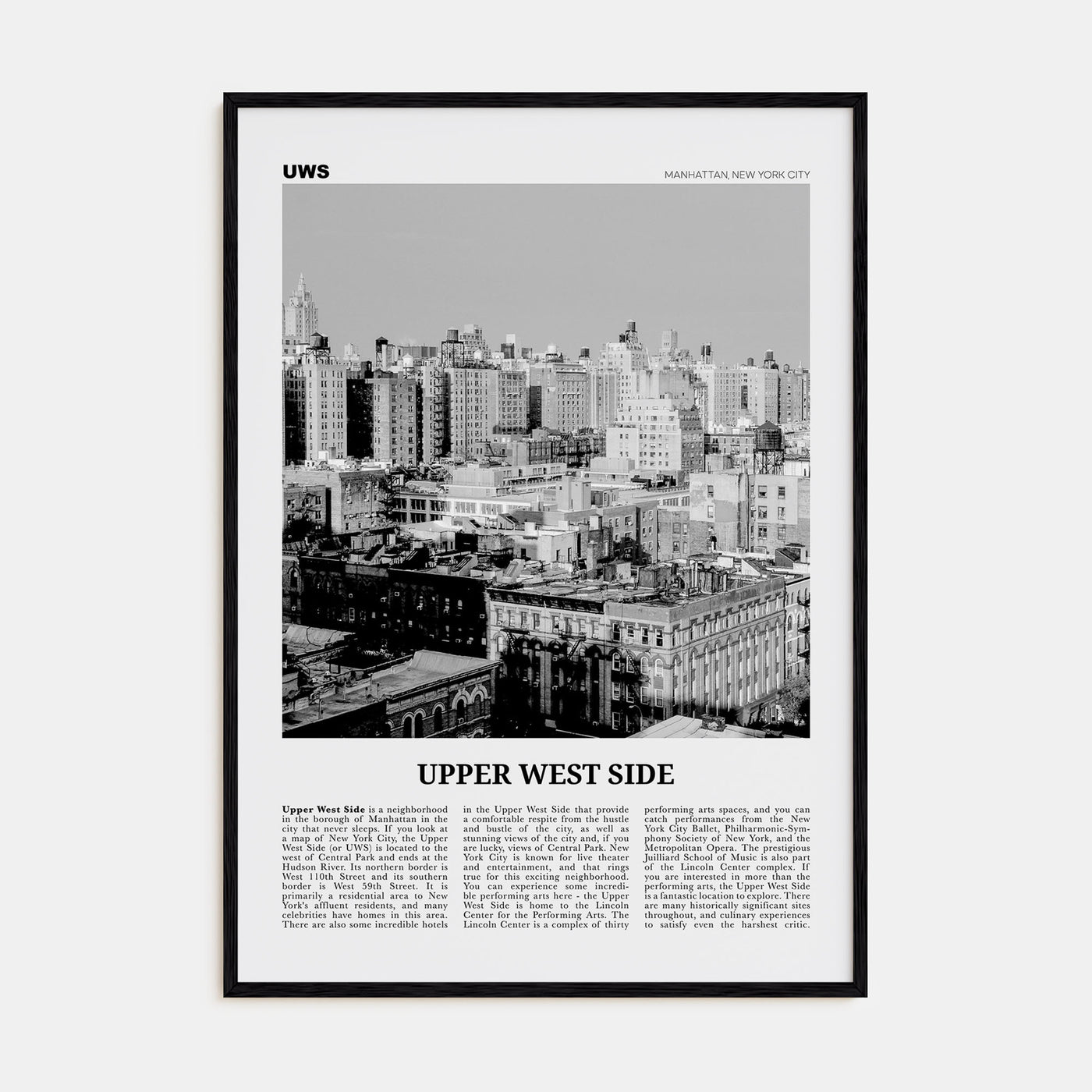 Upper West Side Travel B&W Poster