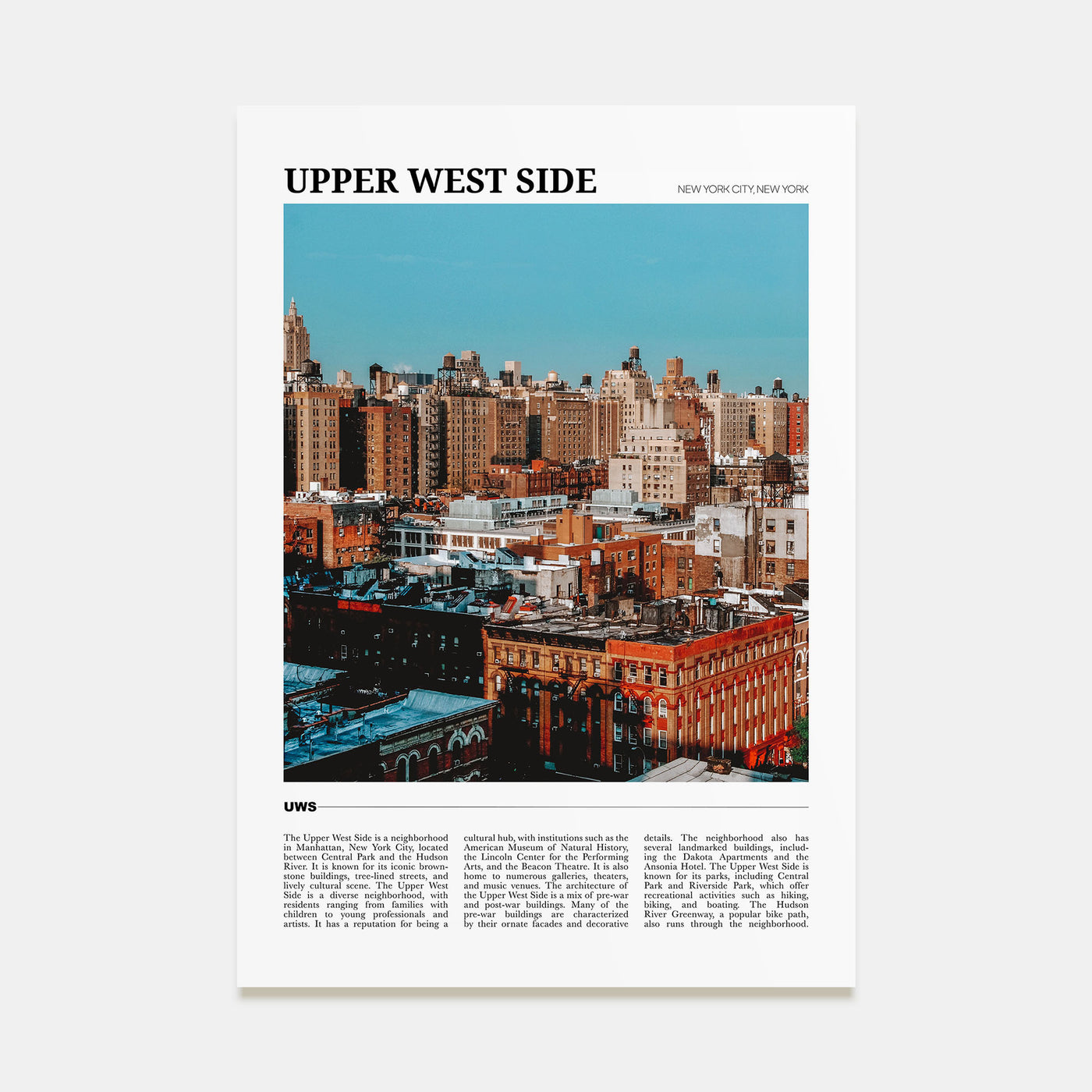 Upper West Side Travel Color Poster