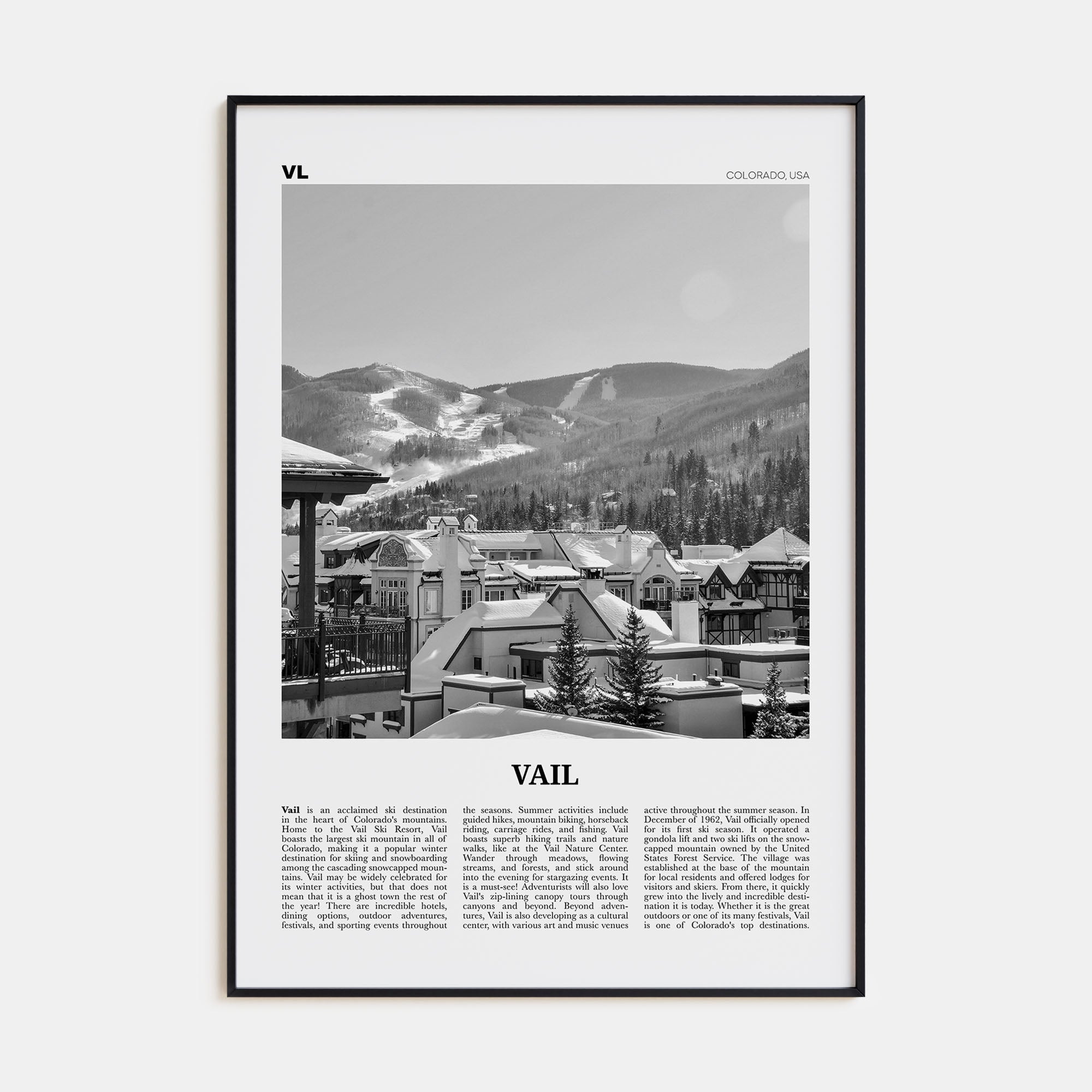 Vail Travel B&W Poster