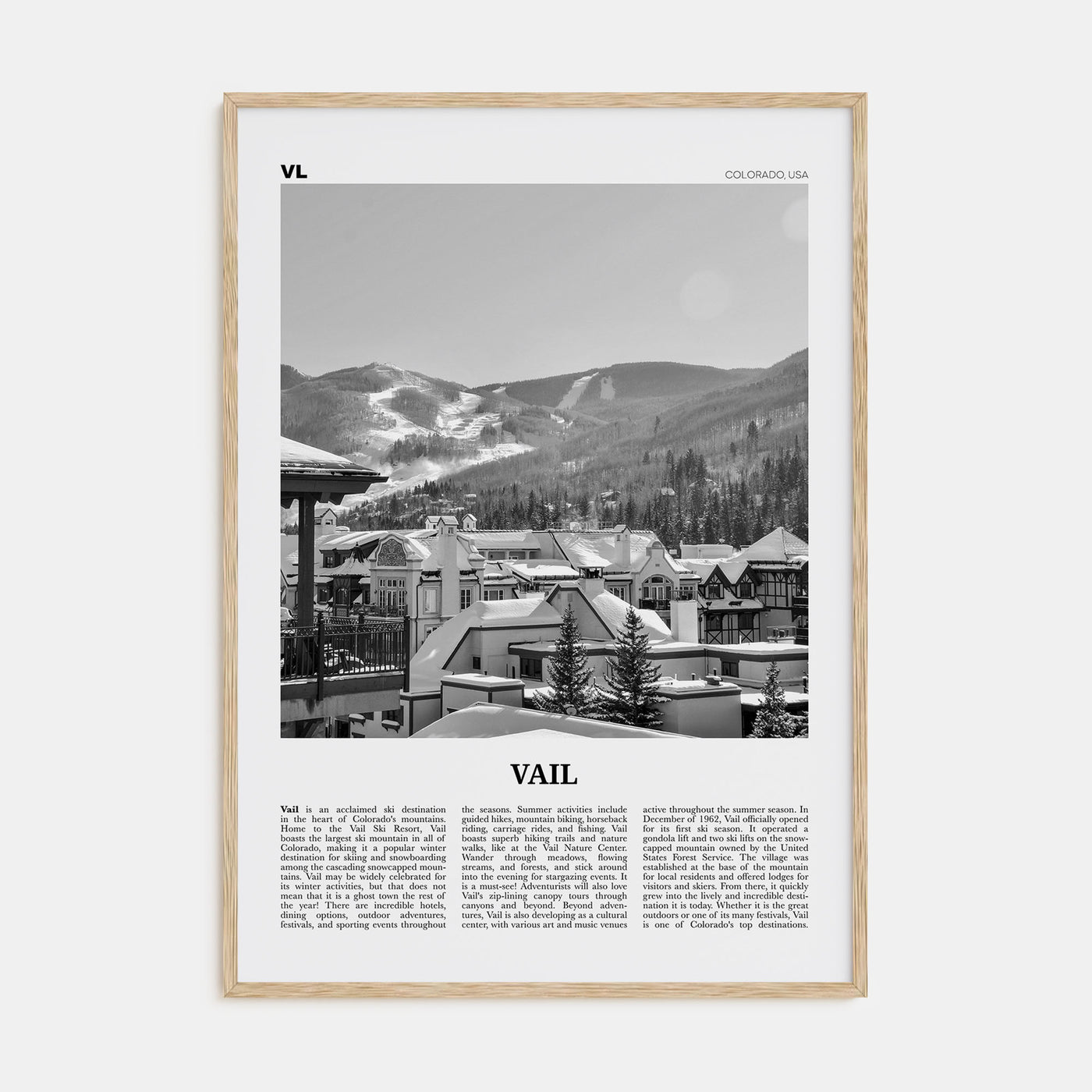 Vail Travel B&W Poster