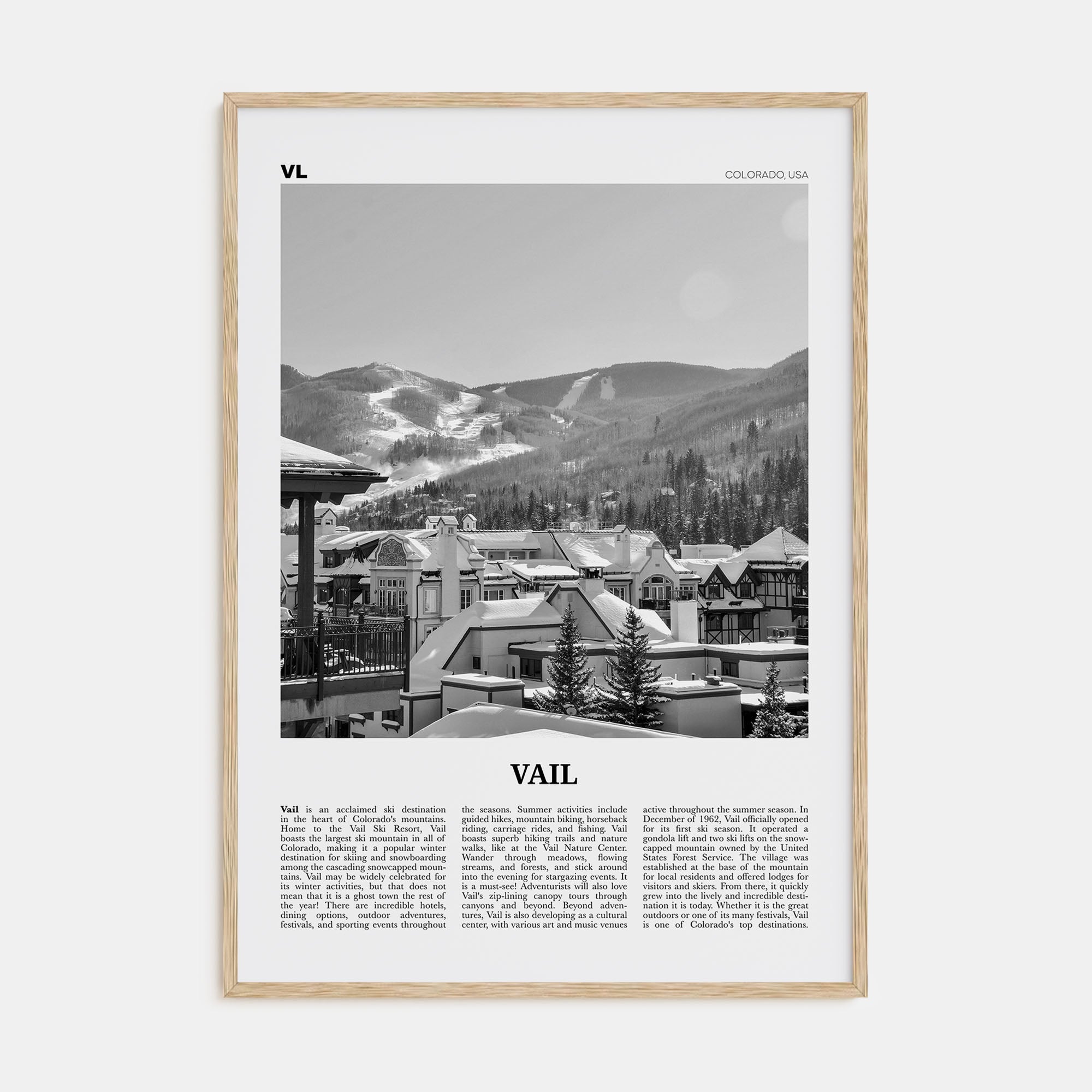 Vail Travel B&W Poster
