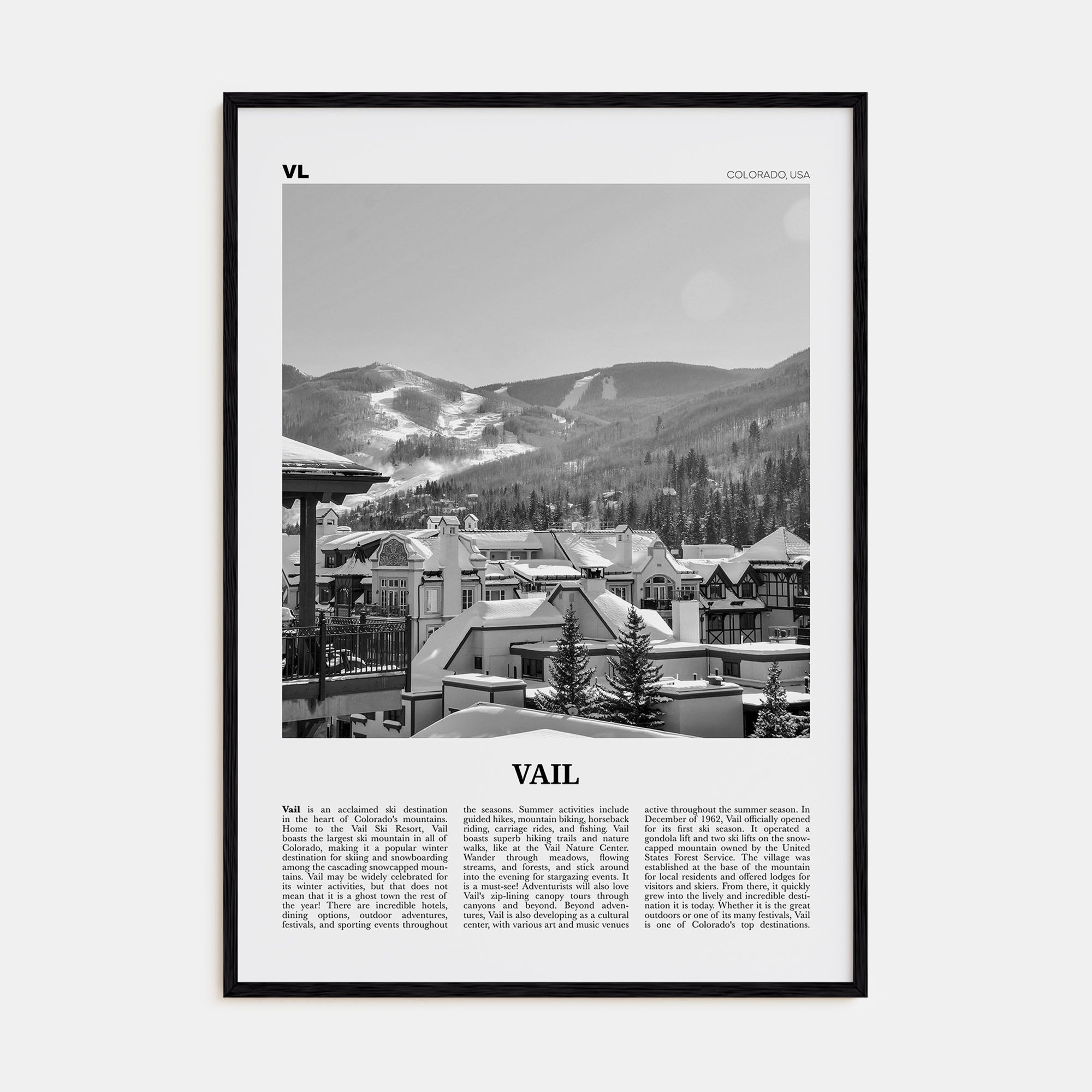 Vail Travel B&W Poster