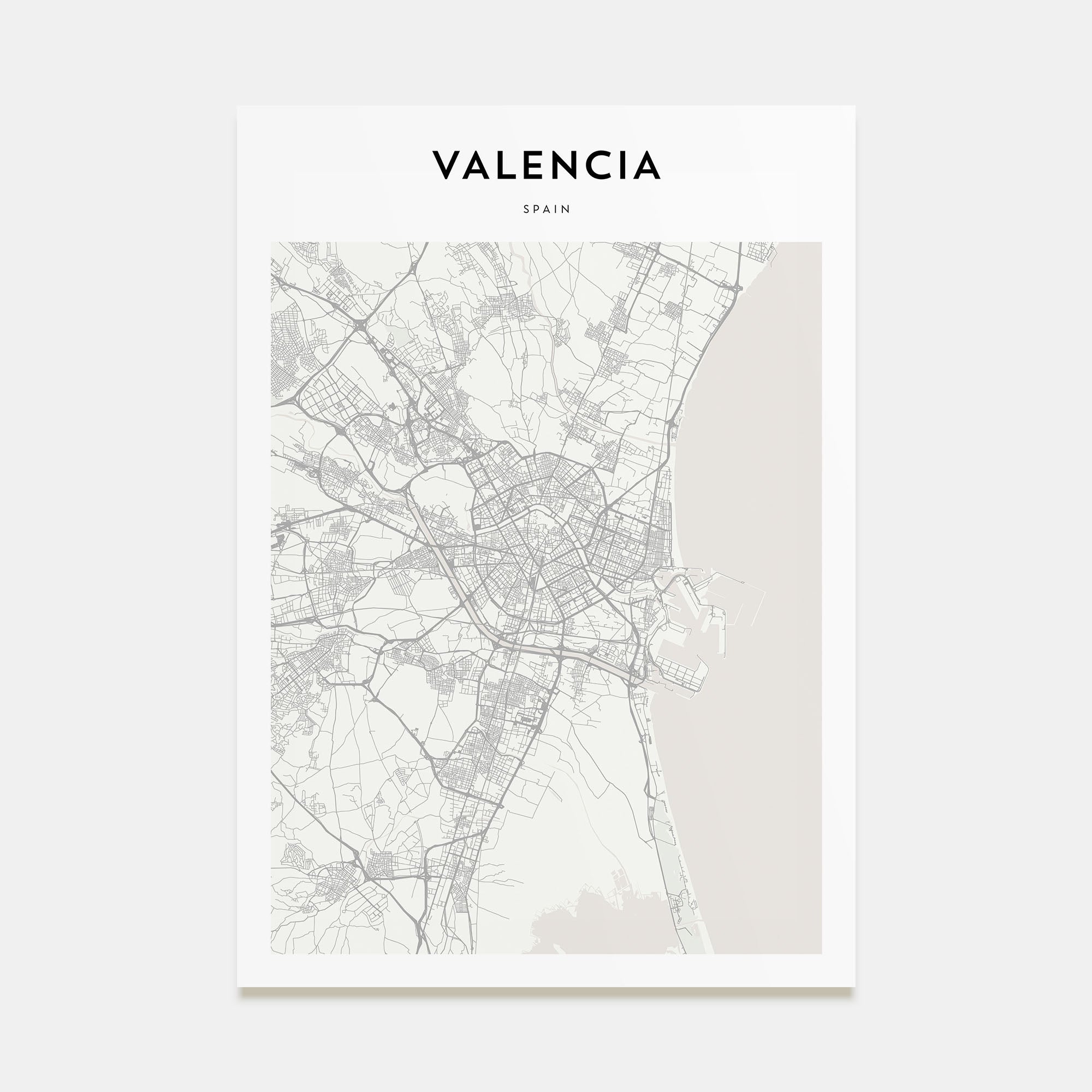 Valencia Map Portrait Poster