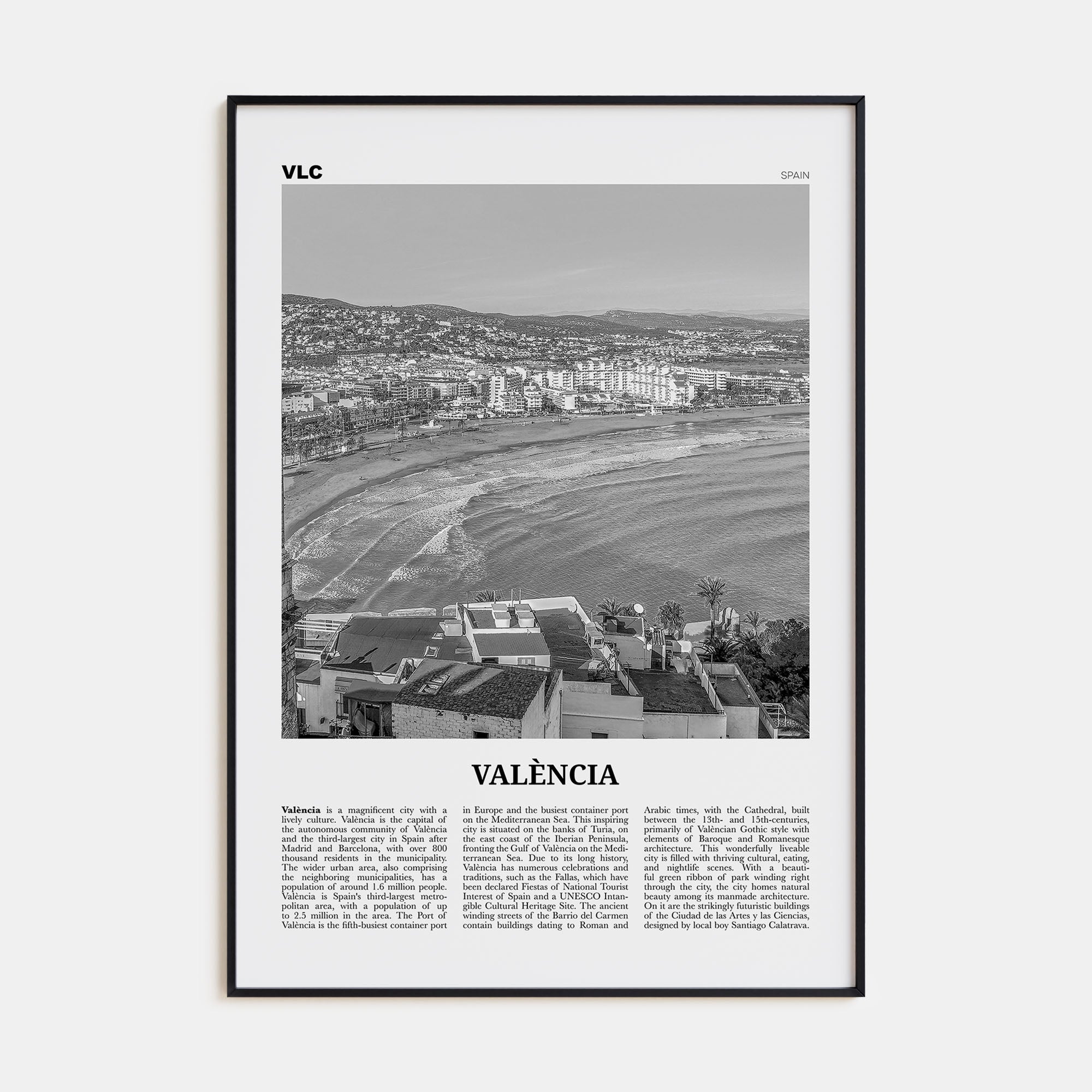 Valencia Travel B&W No 1 Poster