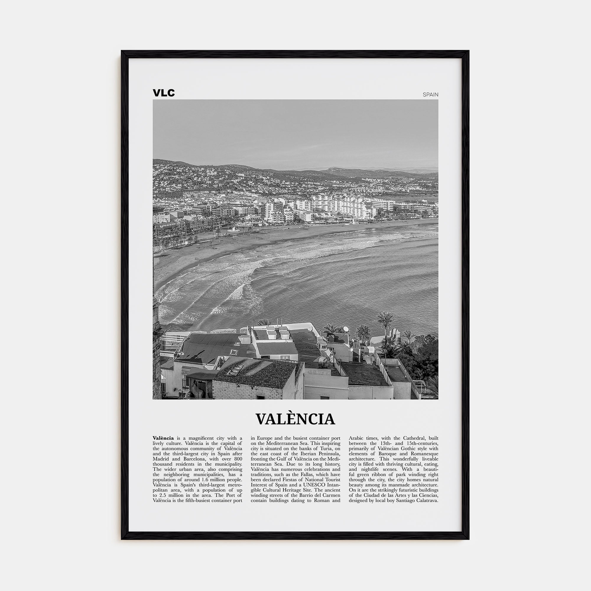 Valencia Travel B&W No 1 Poster