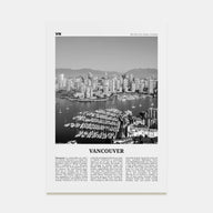 Vancouver, Canada Travel B&W No 1 Poster
