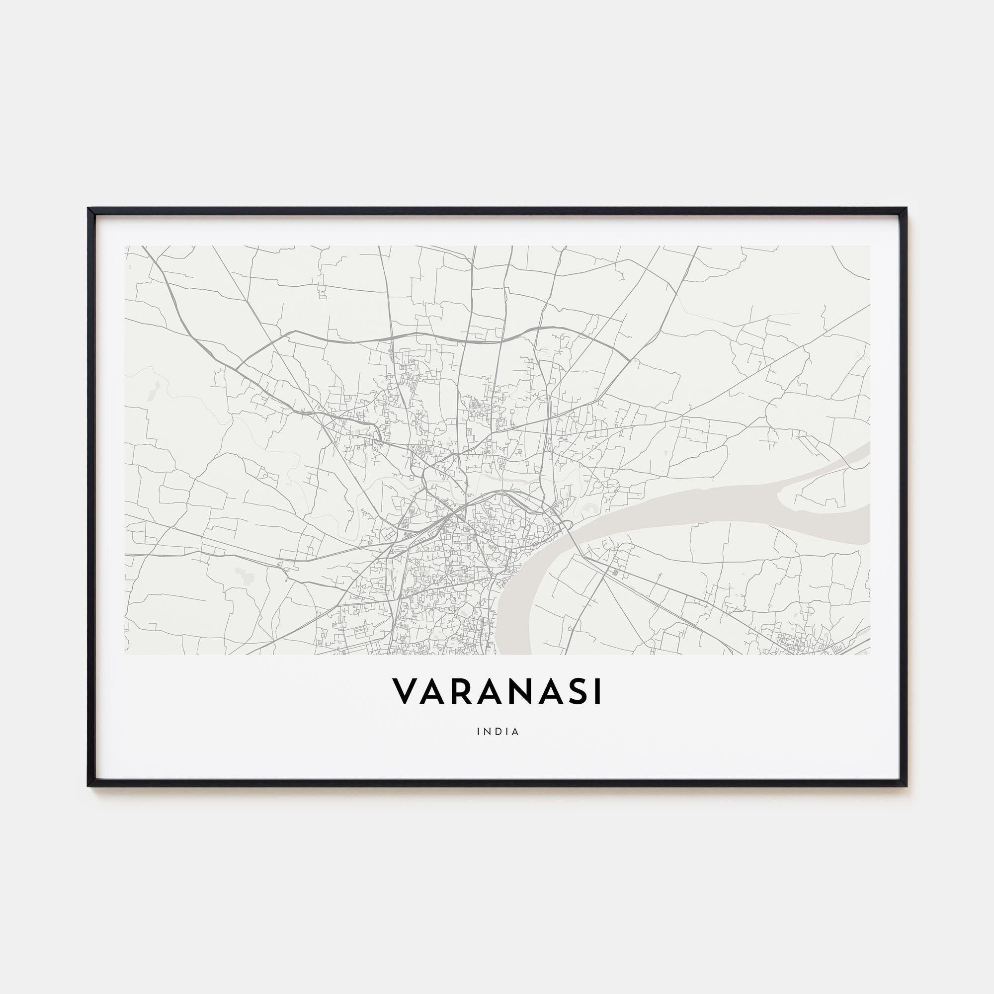 Varanasi Map Landscape Poster