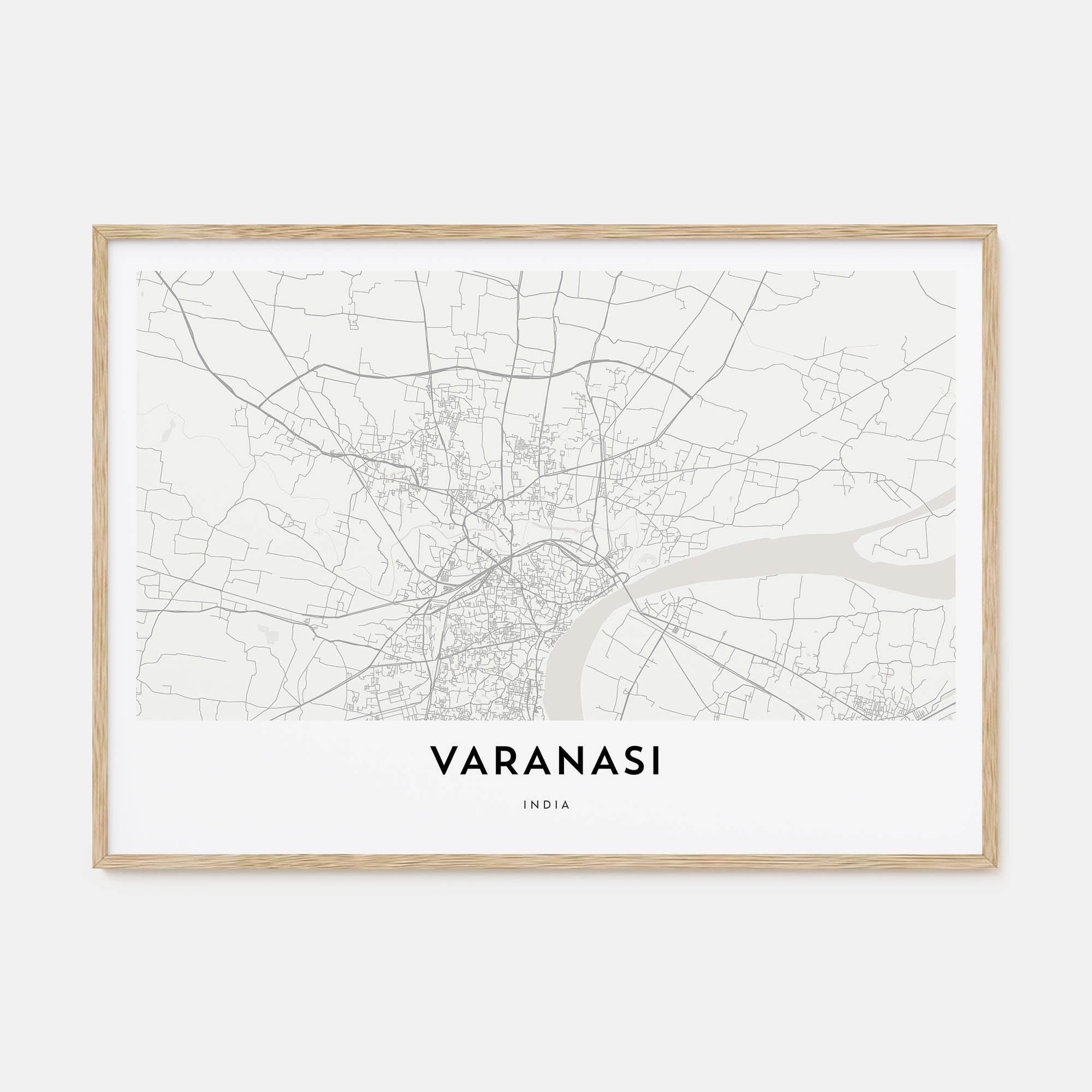 Varanasi Map Landscape Poster