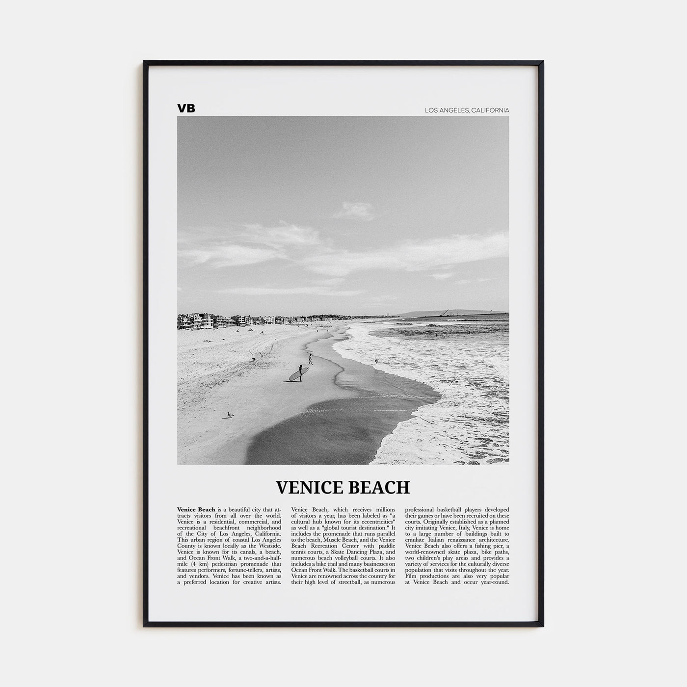 Venice Beach Travel B&W No 1 Poster