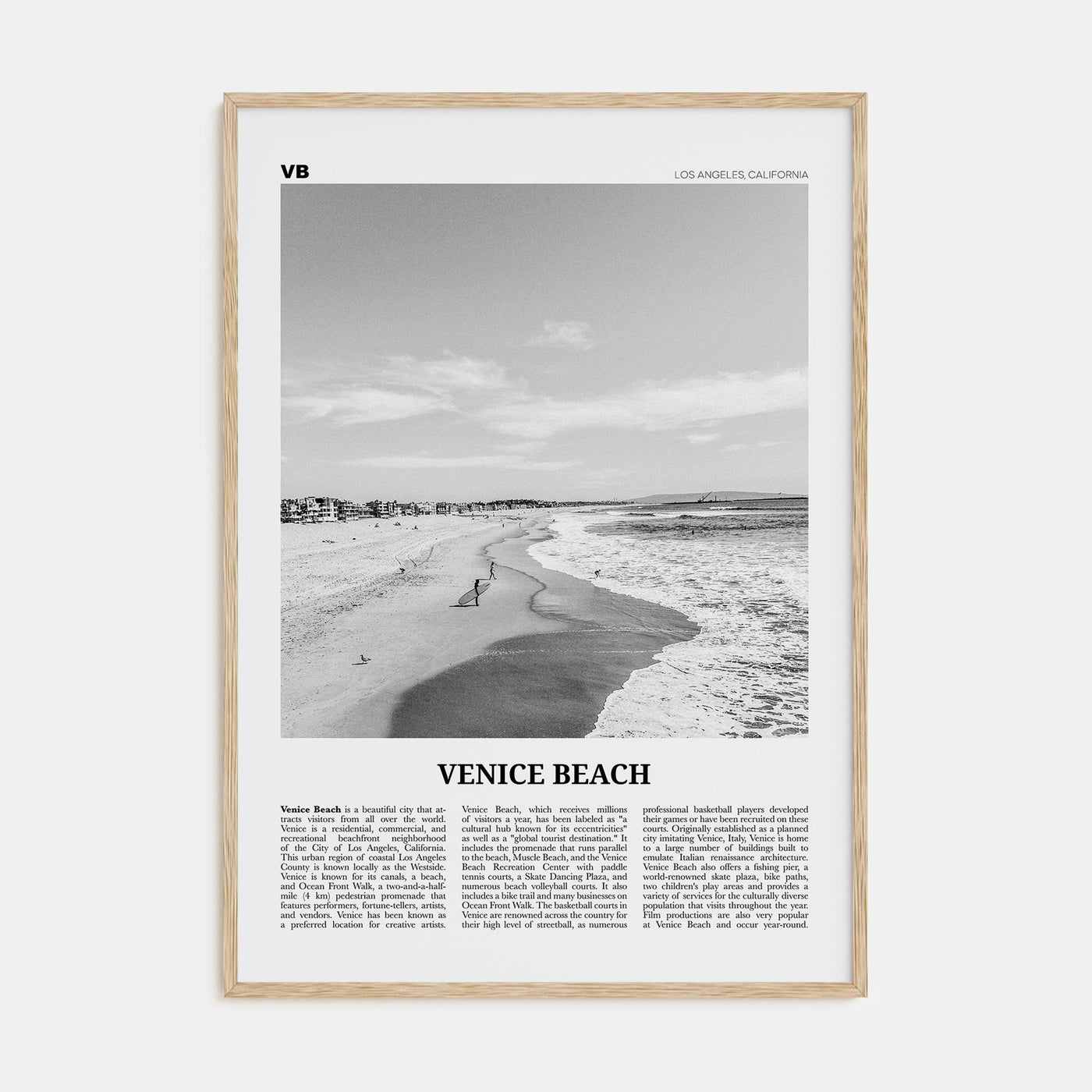 Venice Beach Travel B&W No 1 Poster