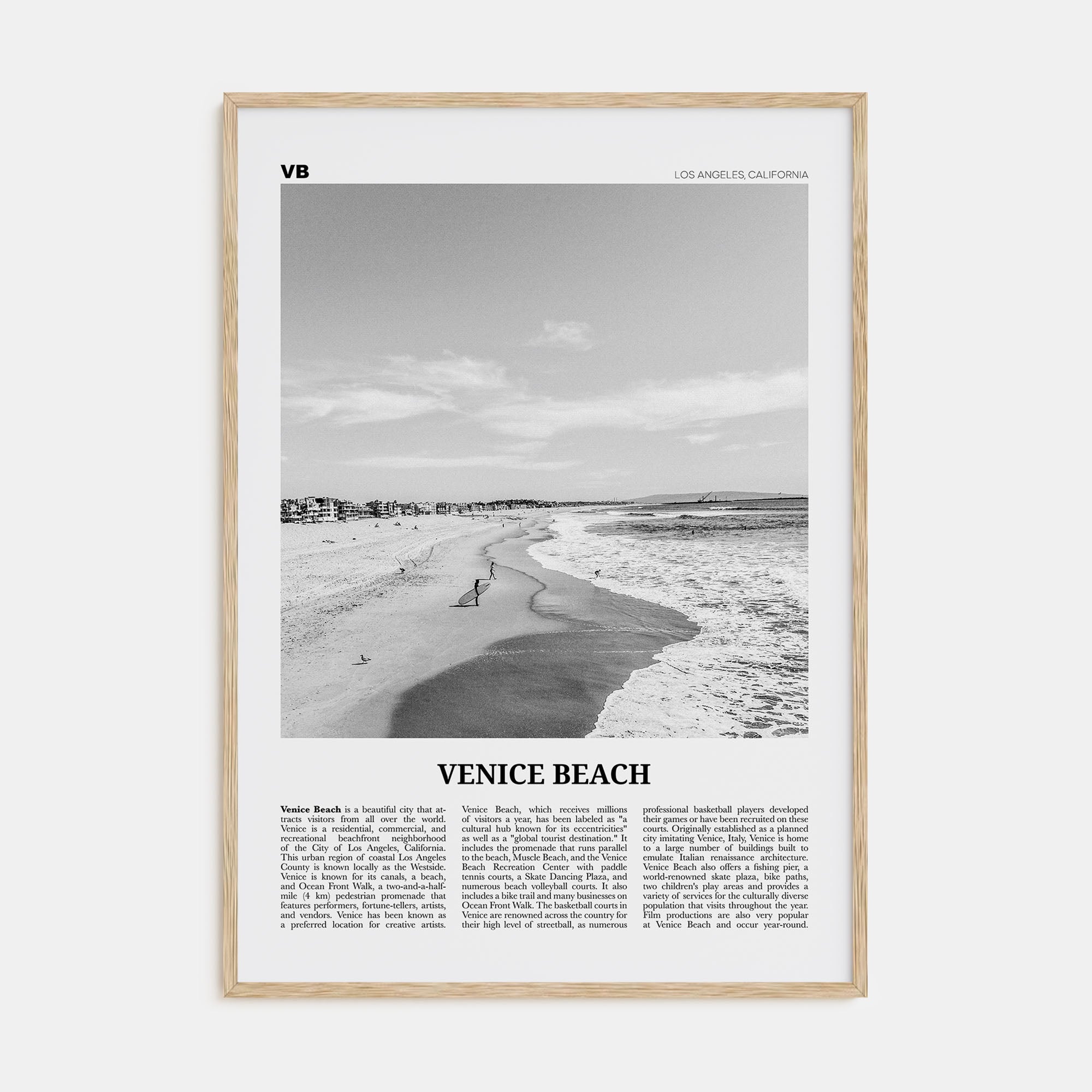 Venice Beach Travel B&W No 1 Poster