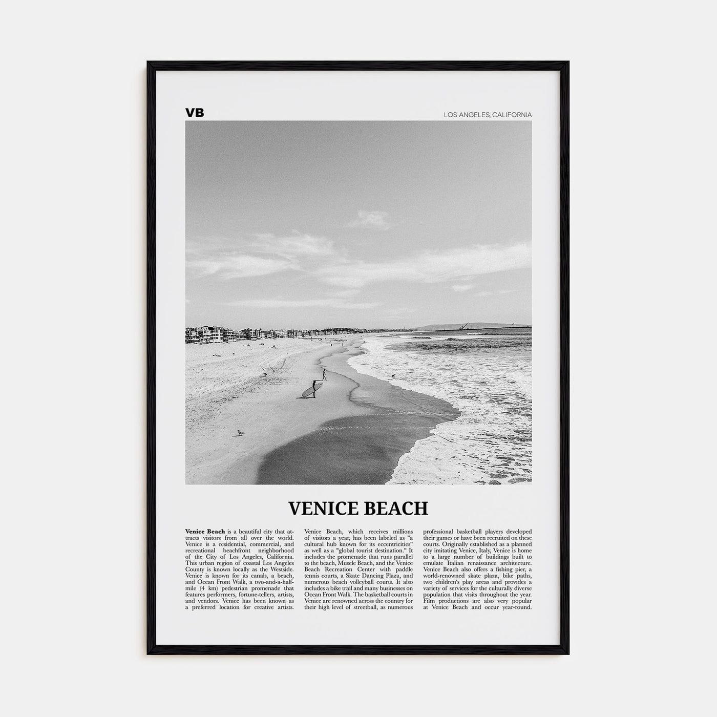 Venice Beach Travel B&W No 1 Poster