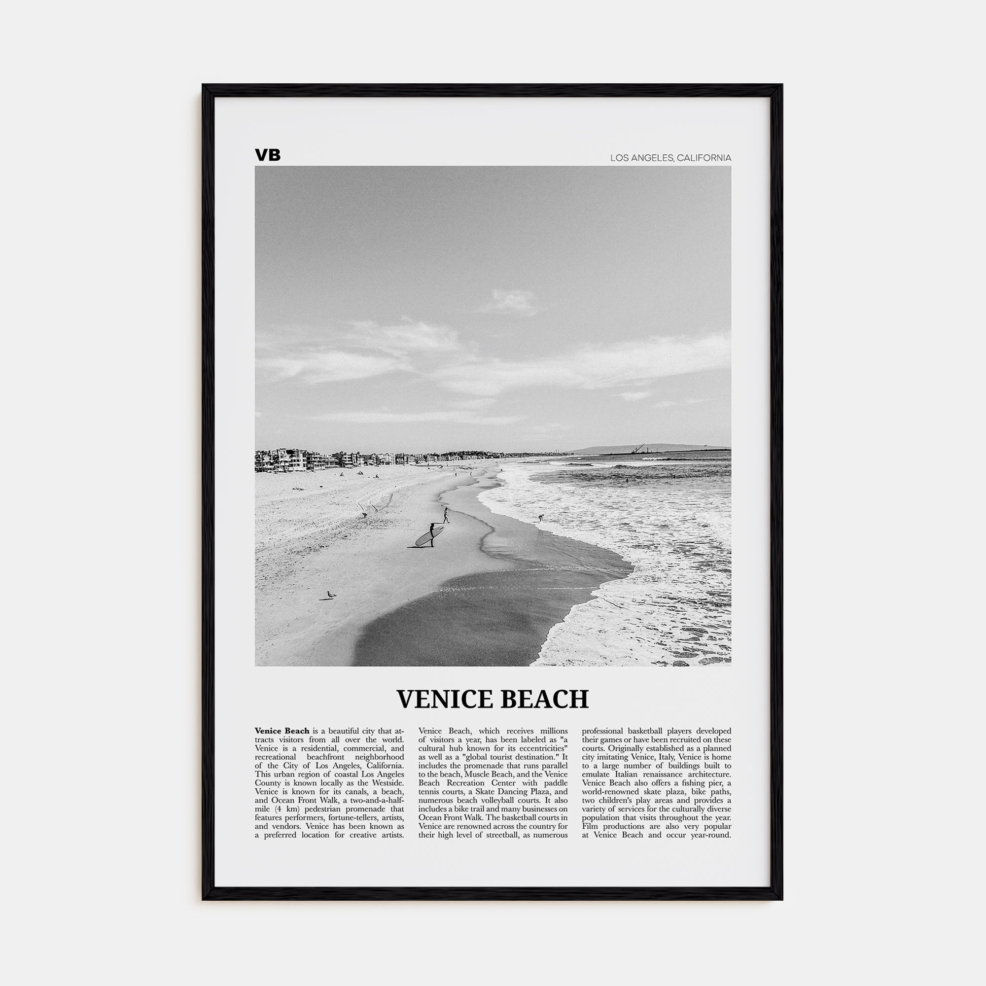 Venice Beach Travel B&W No 1 Poster