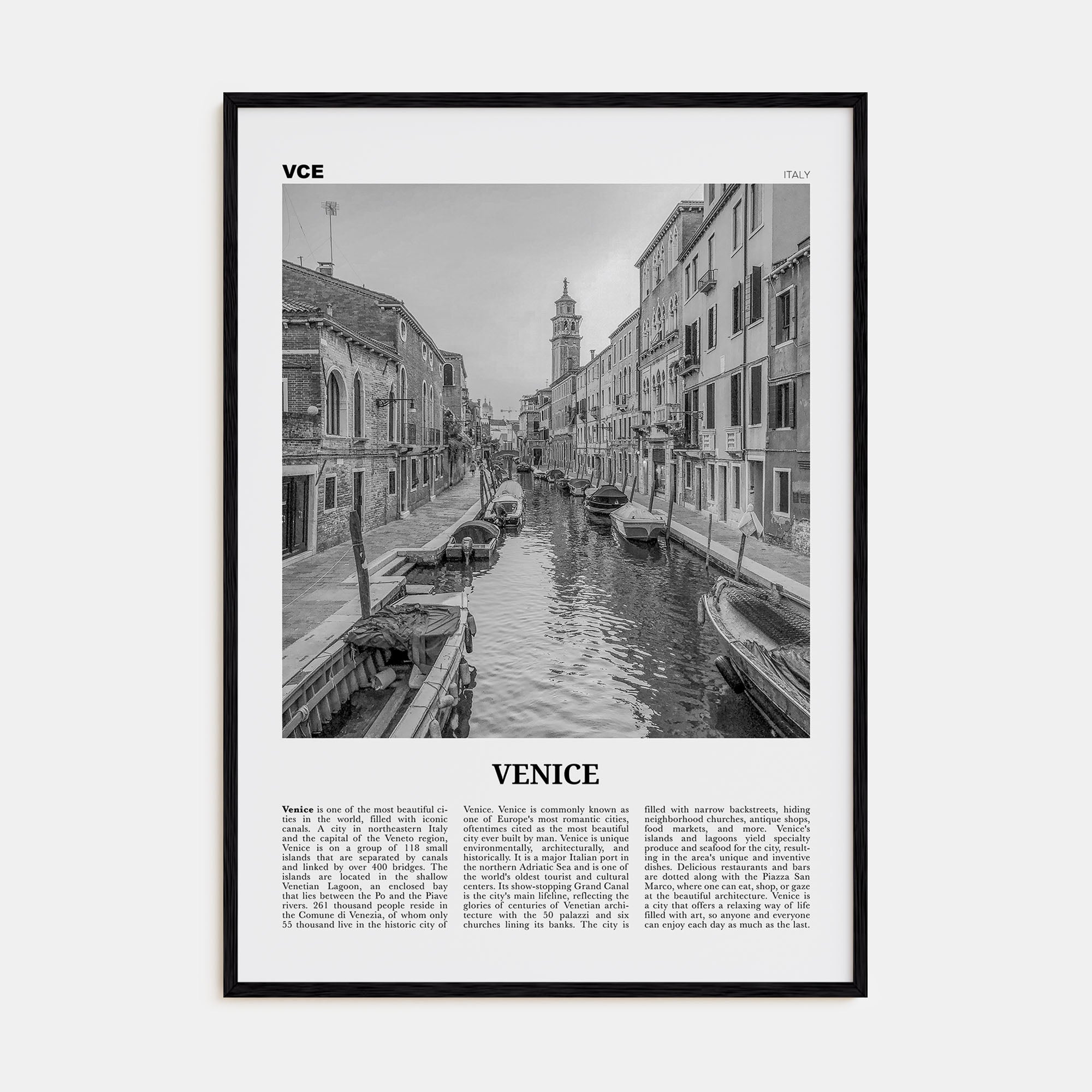 Venice Travel B&W No 1 Poster