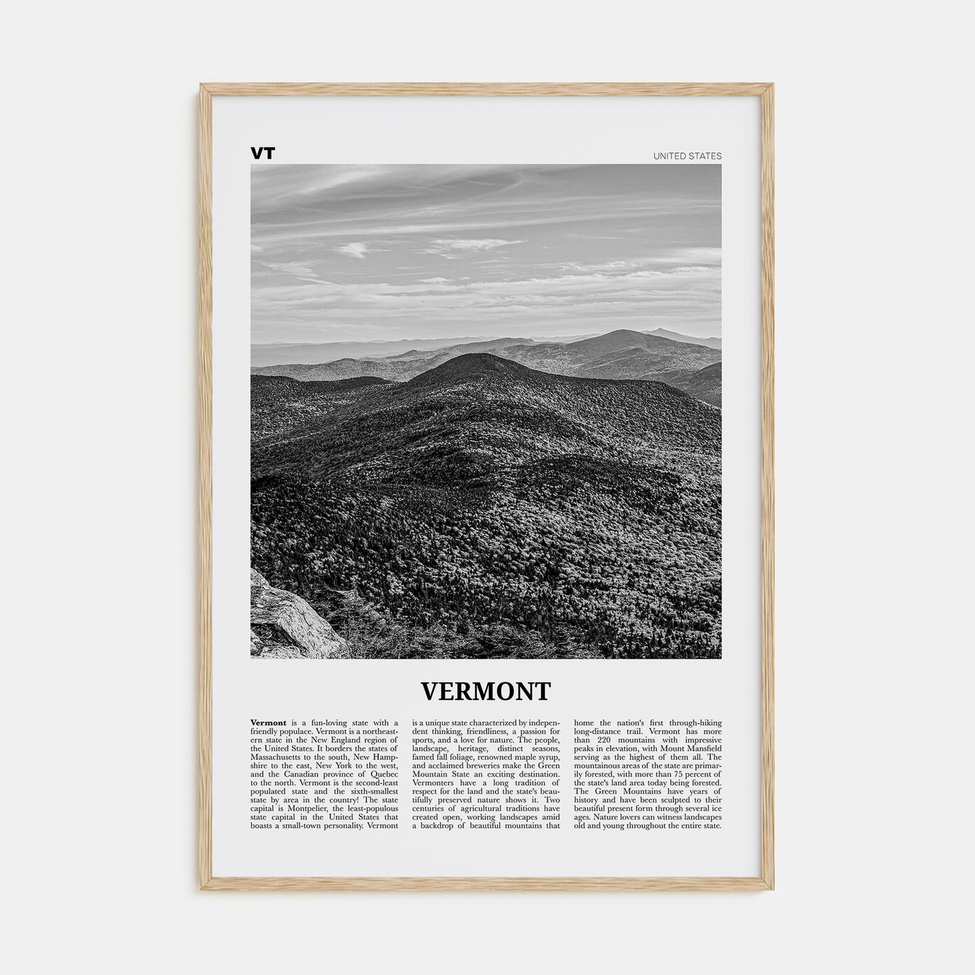 Vermont Travel B&W No 1 Poster