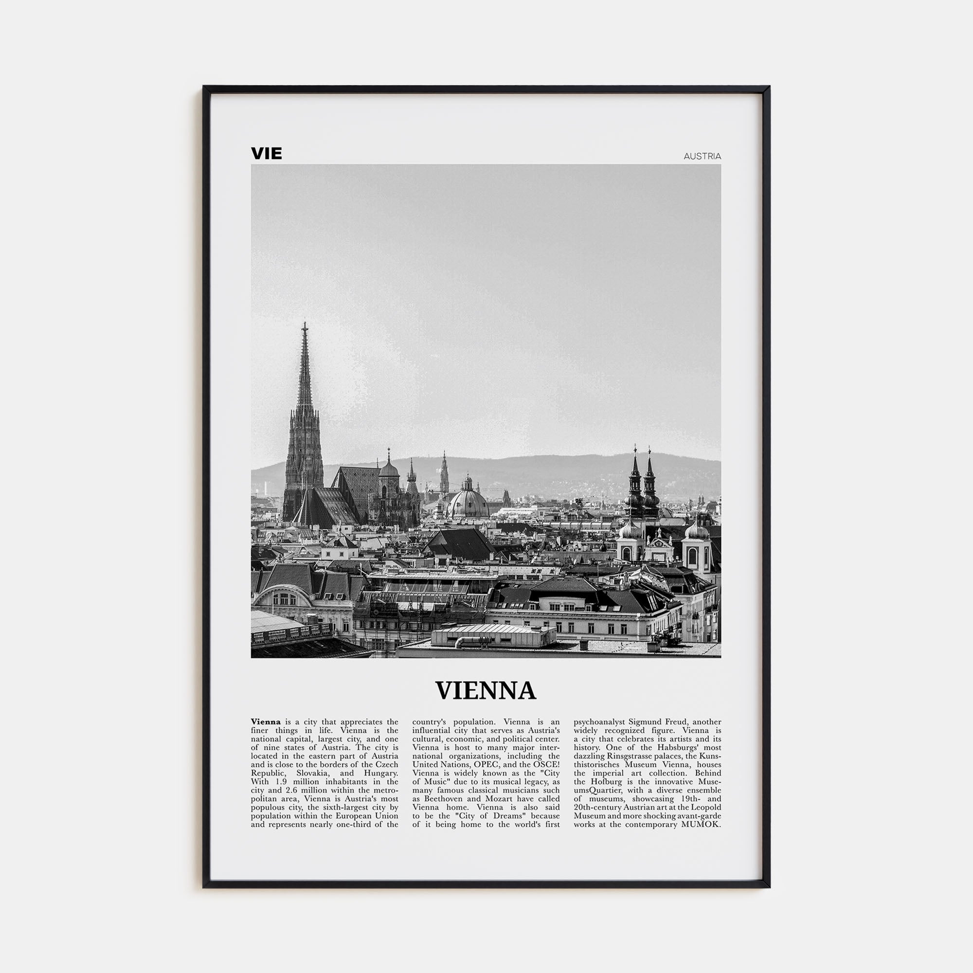Vienna Travel B&W No 1 Poster