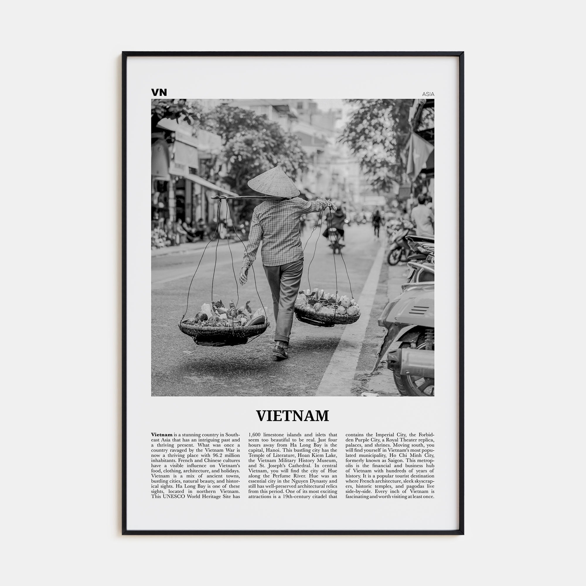 Vietnam Travel B&W No 2 Poster