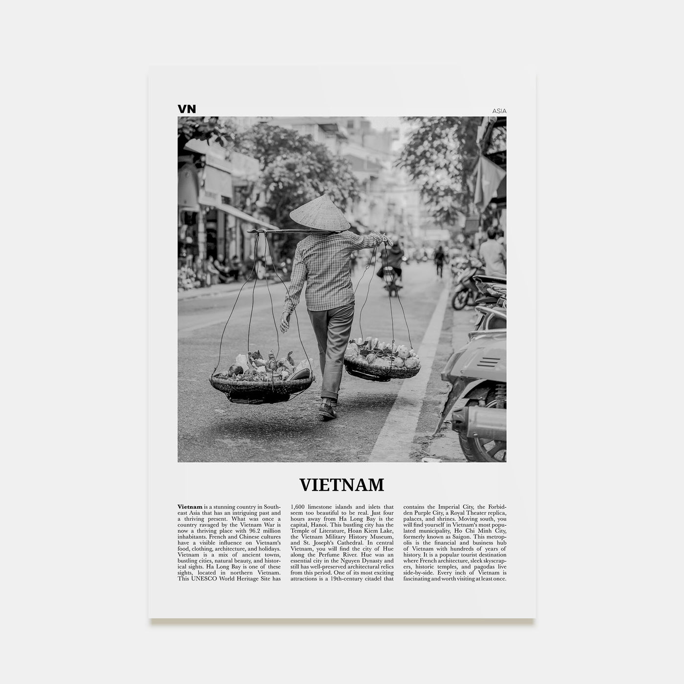 Vietnam Travel B&W No 2 Poster