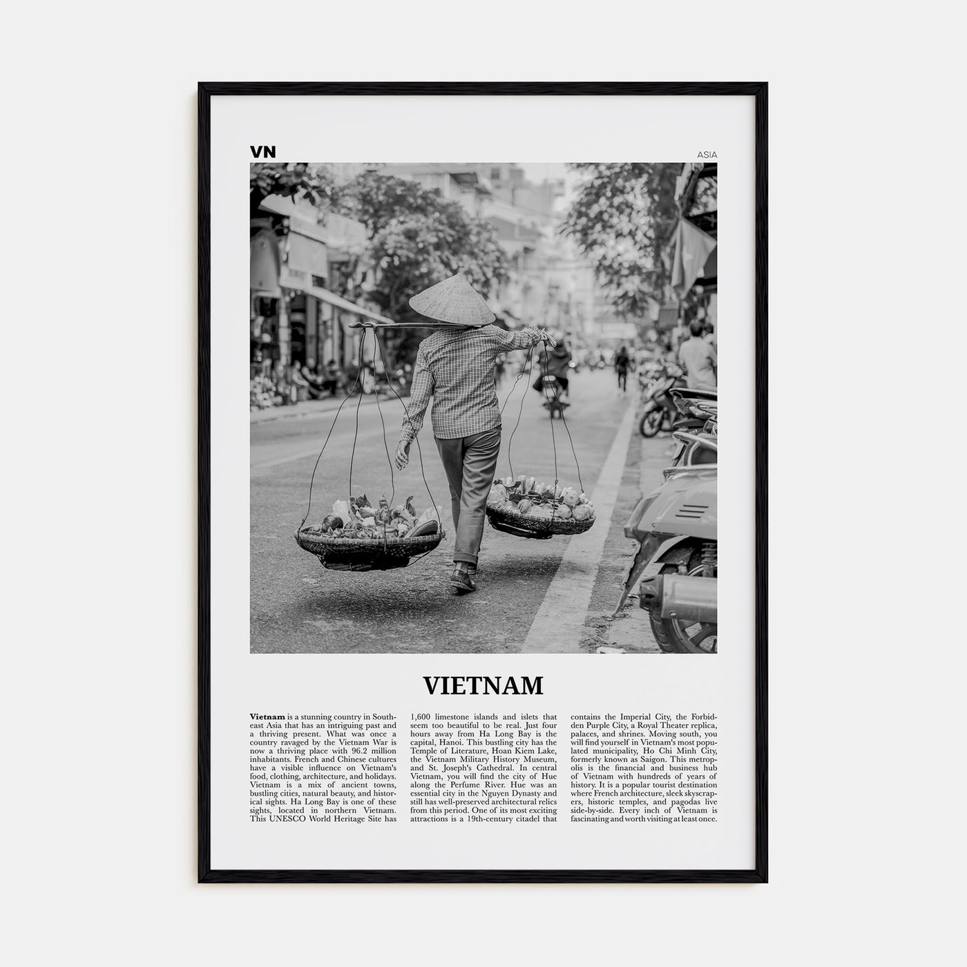 Vietnam Travel B&W No 2 Poster