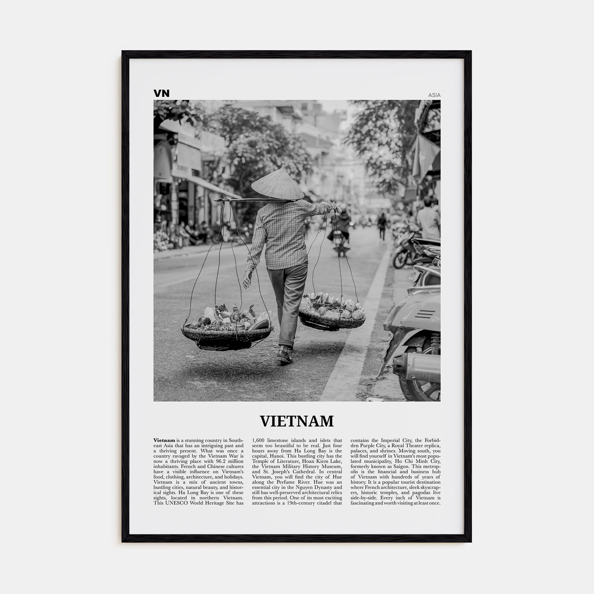 Vietnam Travel B&W No 2 Poster