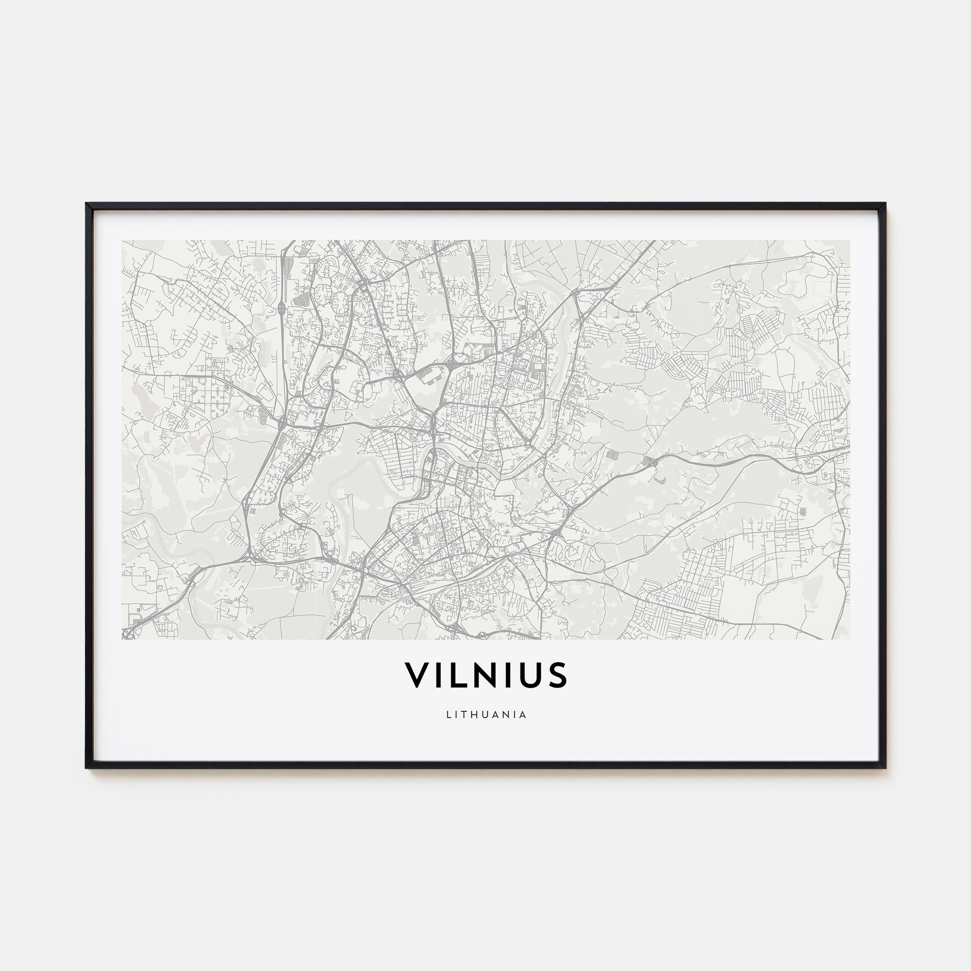 Vilnius Map Landscape Poster